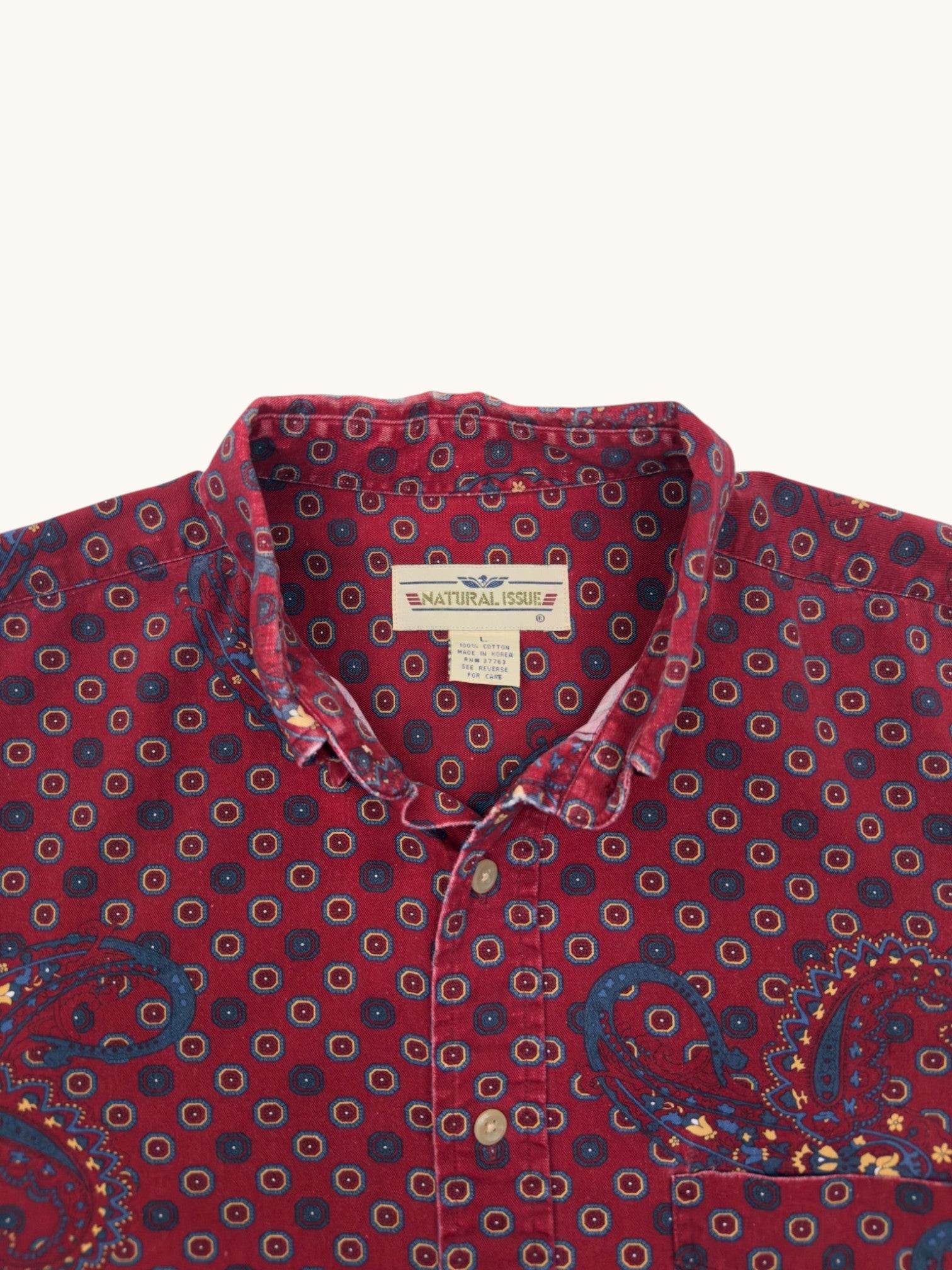 90s Natural Issue Button Up - L
