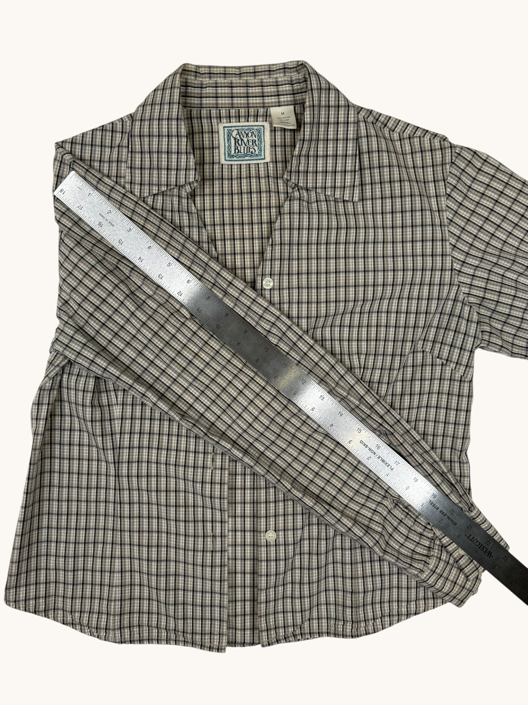 90s Canyon River Blues Green Plaid Button Up Shirt - M