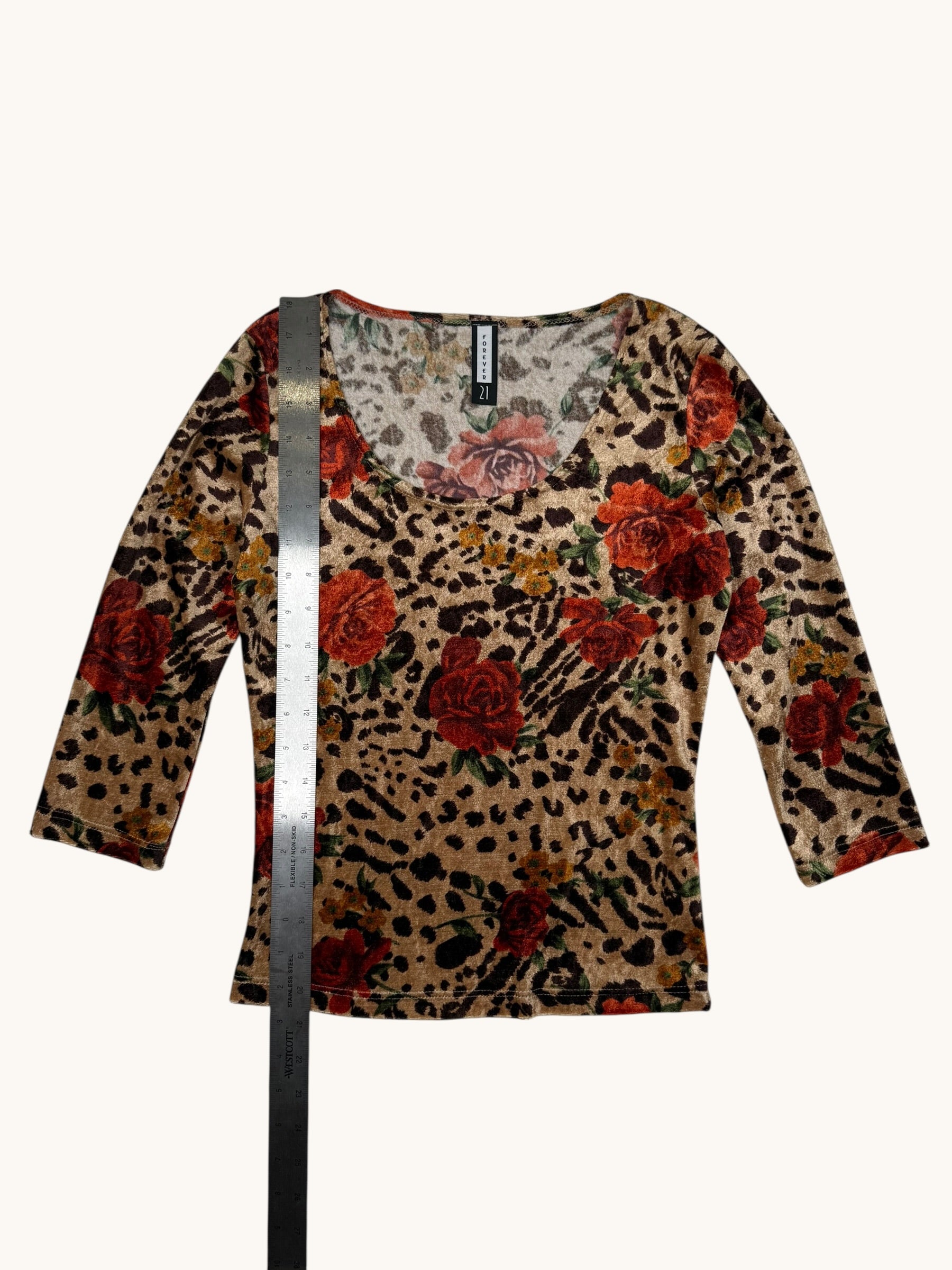 00s Forever21 Leopard Floral Top - S