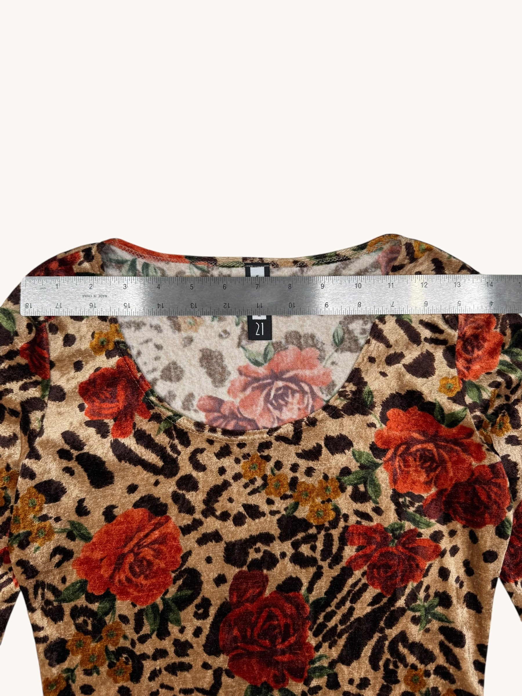00s Forever21 Leopard Floral Top - S