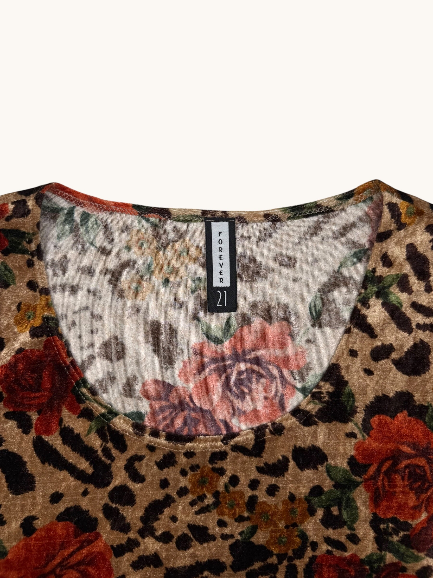 00s Forever21 Leopard Floral Top - S