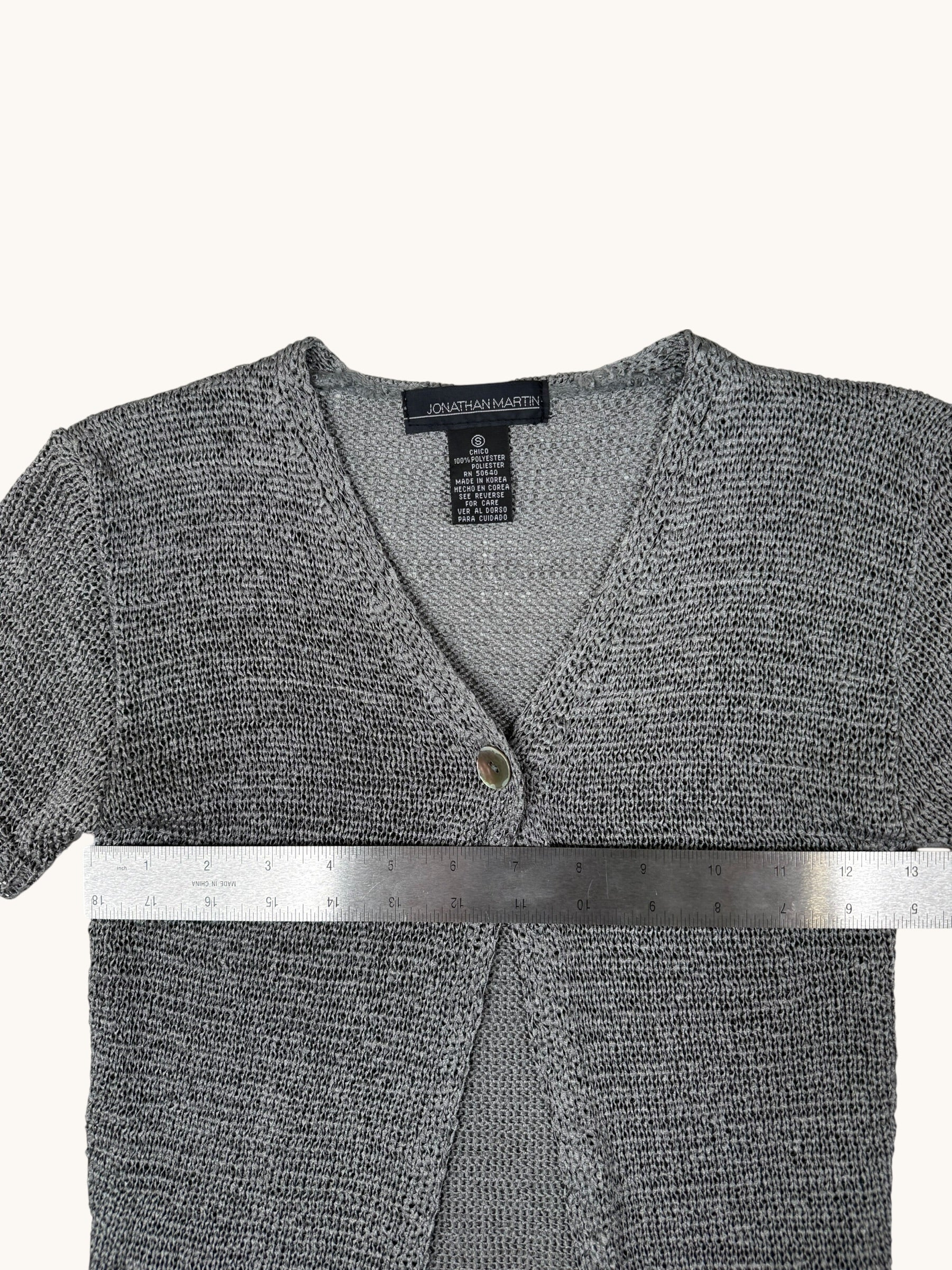 90s Jonathan Martin Gray Knit Cardigan Sweater - S
