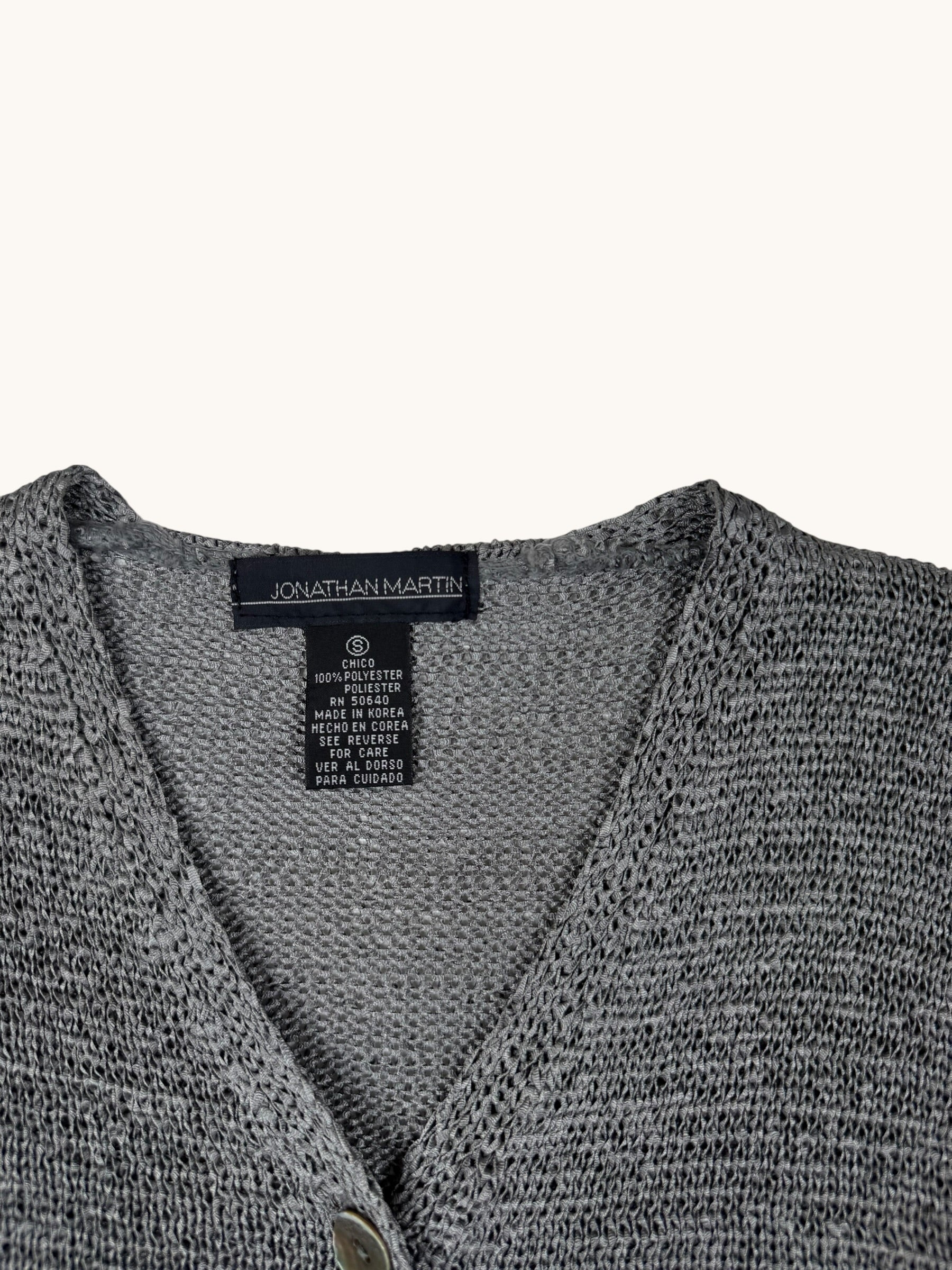 90s Jonathan Martin Gray Knit Cardigan Sweater - S