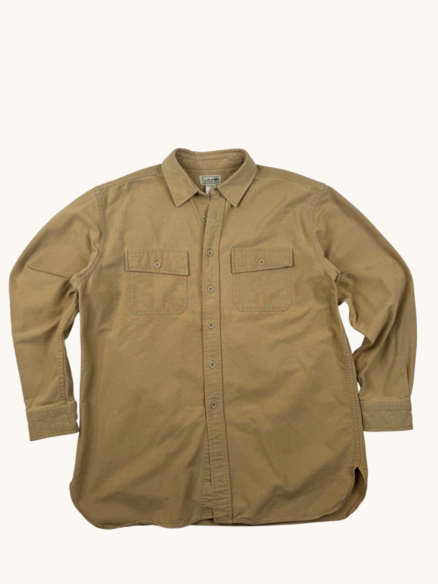 90s L.L. Bean Beige Button Up Shirt - L