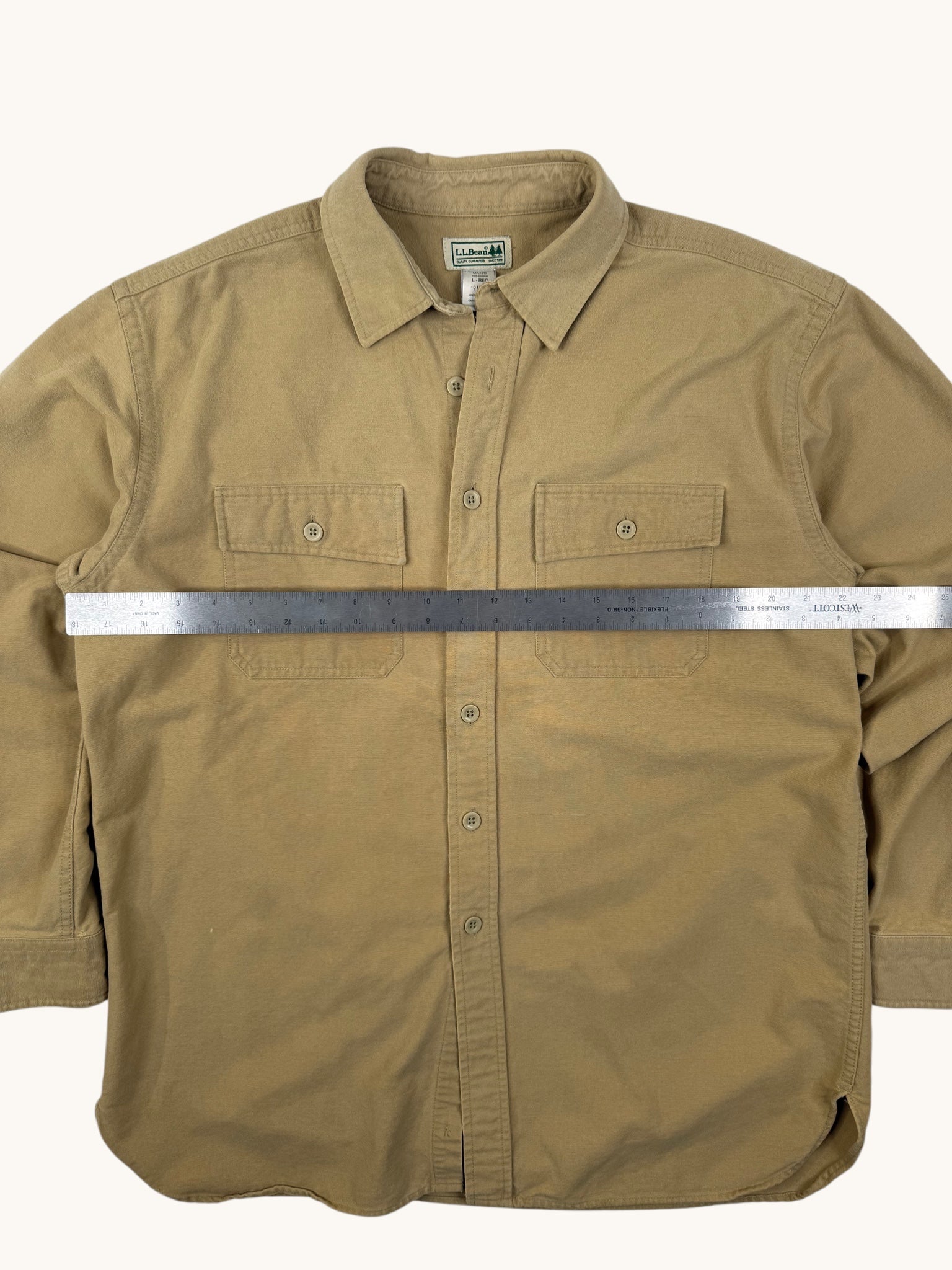 90s L.L. Bean Beige Button Up Shirt - L