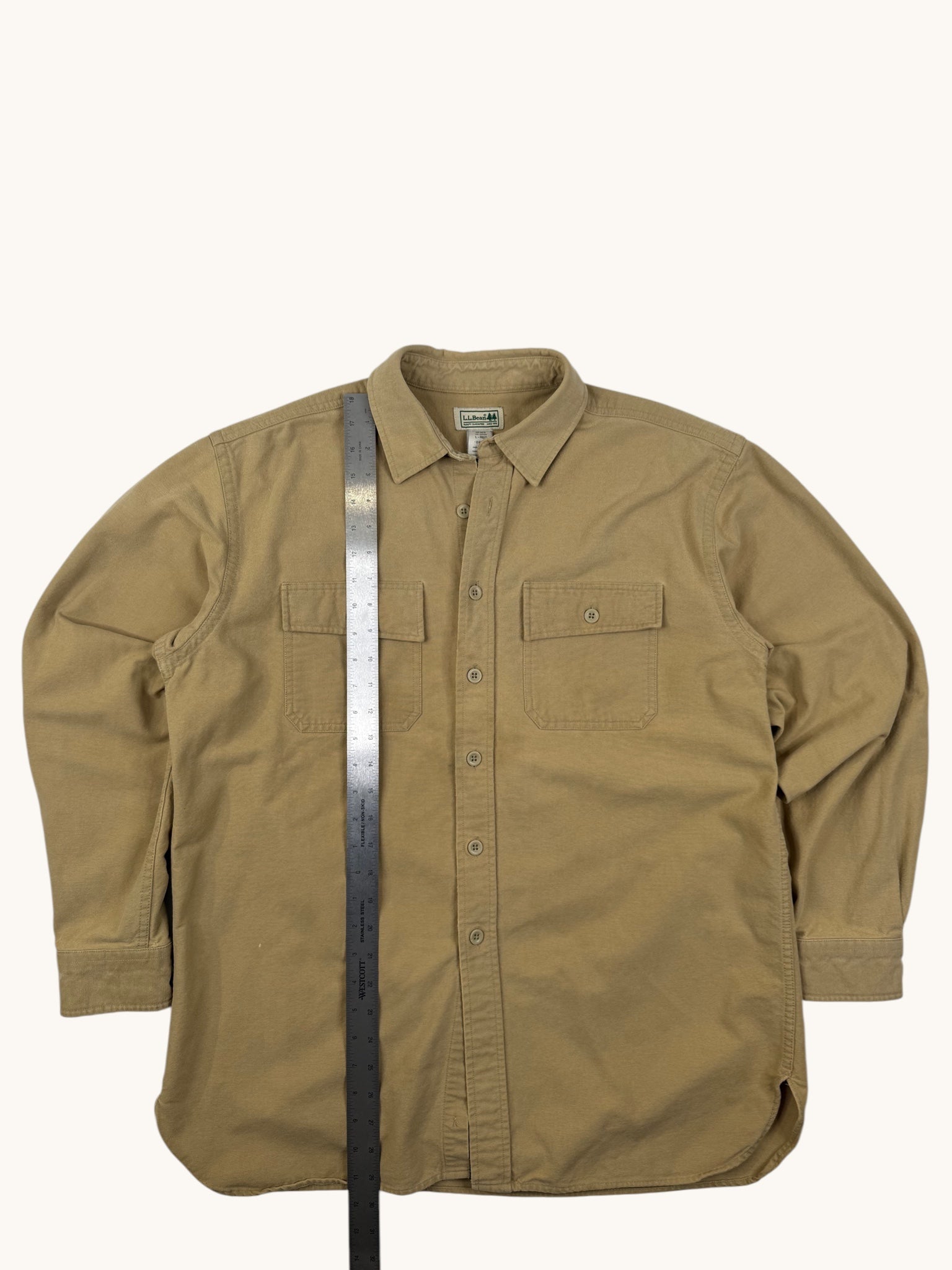 90s L.L. Bean Beige Button Up Shirt - L