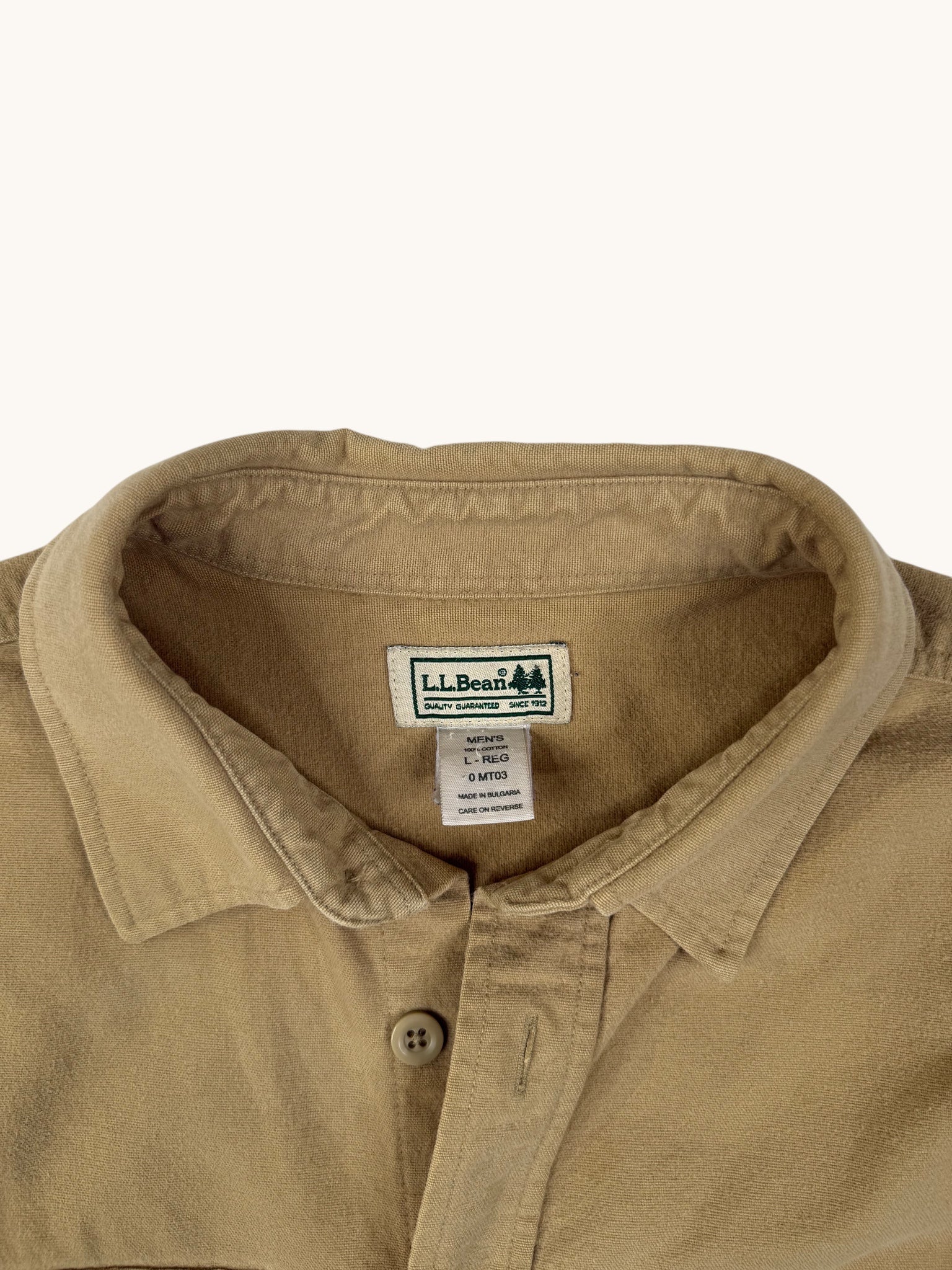 90s L.L. Bean Beige Button Up Shirt - L