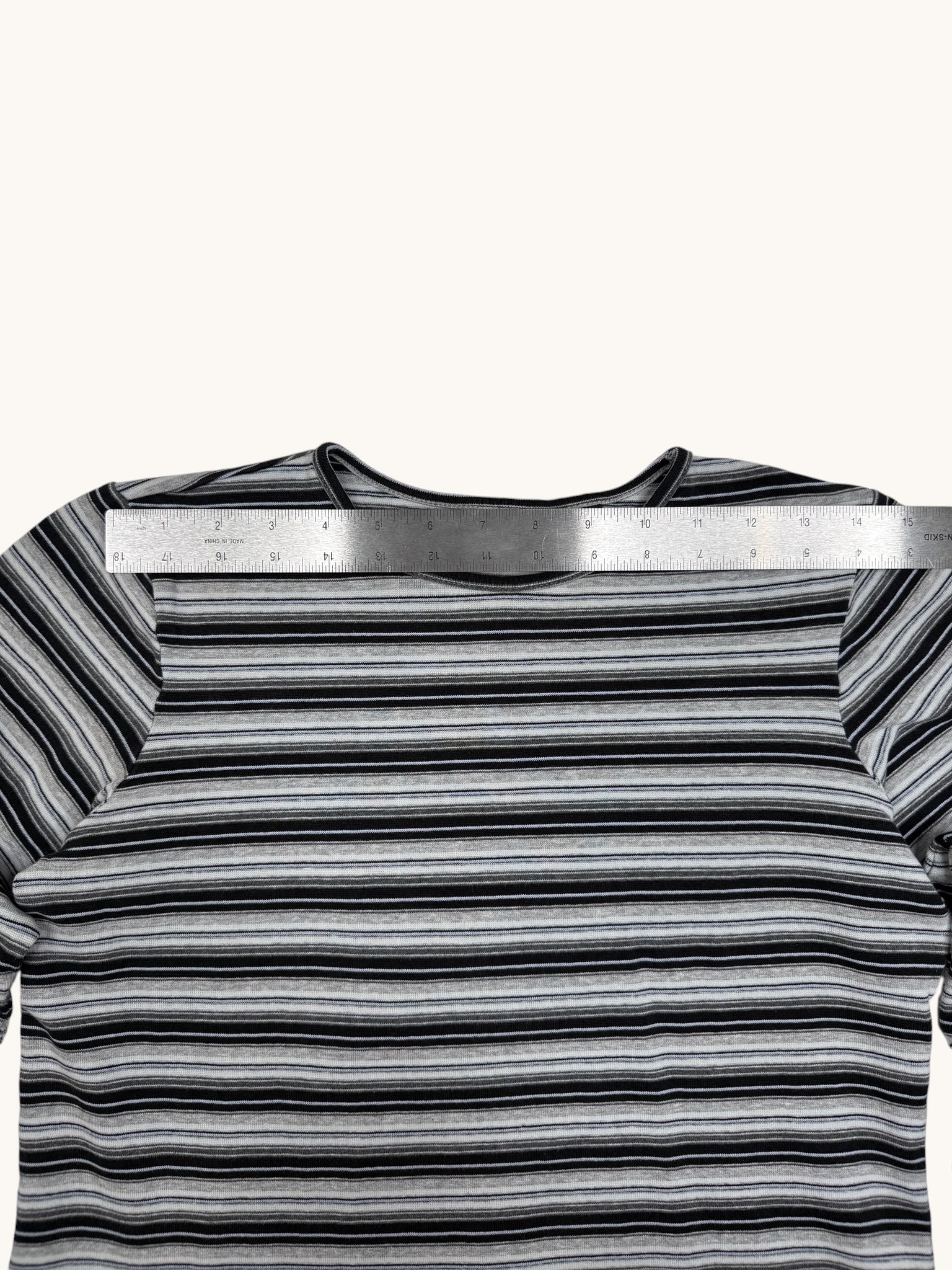 00s NY&CO Black Gray Striped Long Sleeve Top - M
