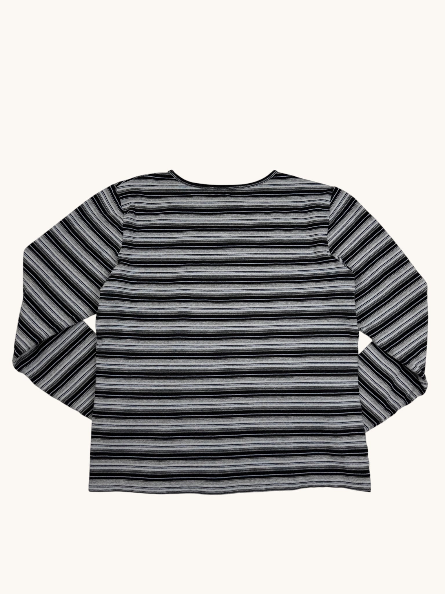00s NY&CO Black Gray Striped Long Sleeve Top - M