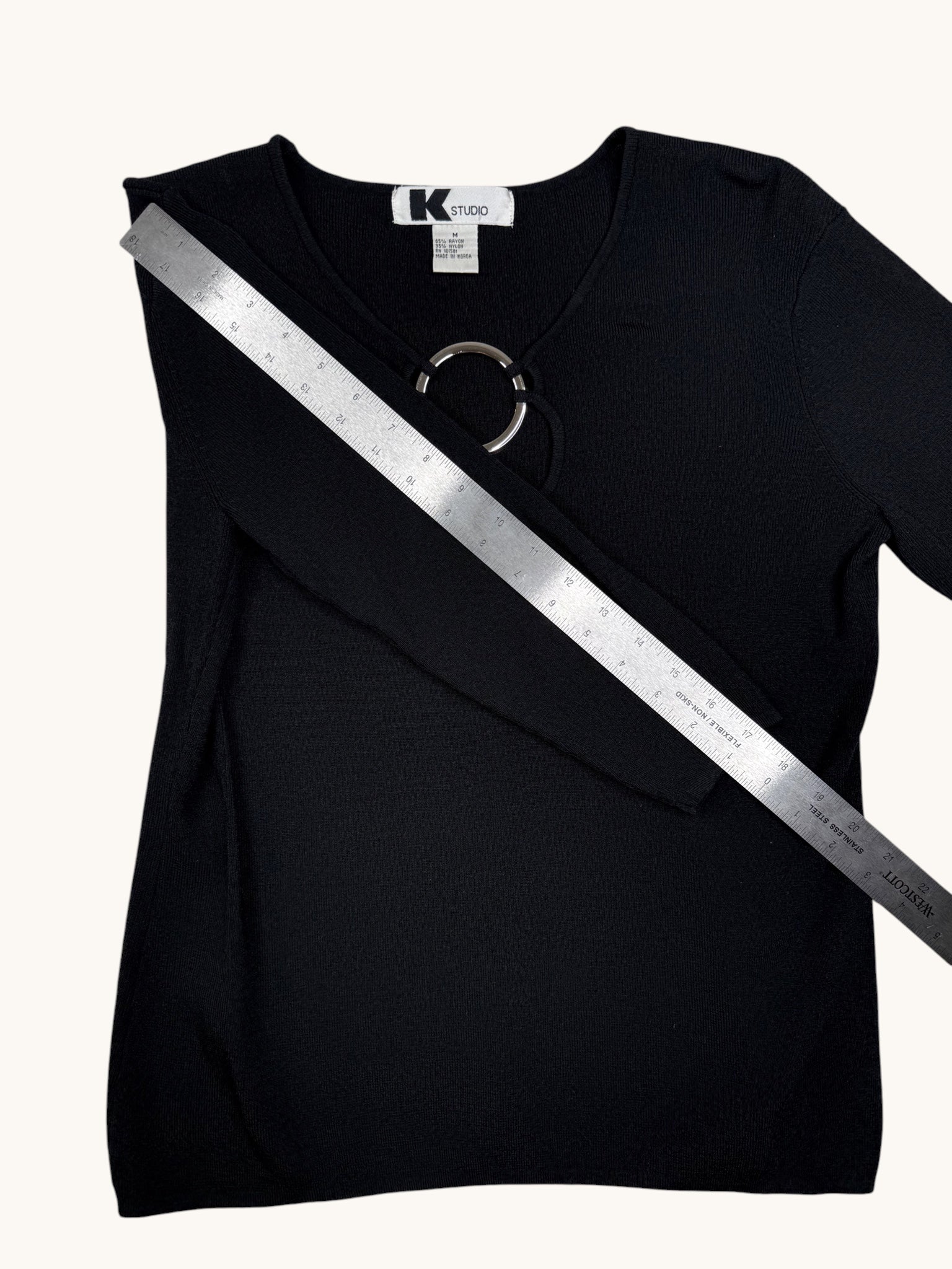 00s K Studio Black Knit Top - M
