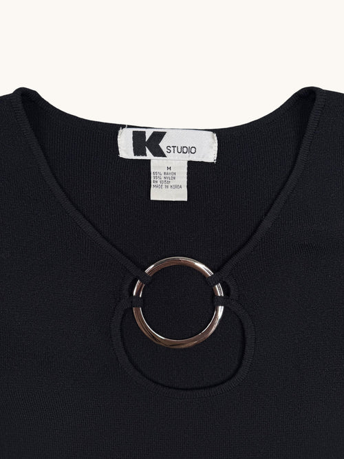 00s K Studio Black Knit Top - M