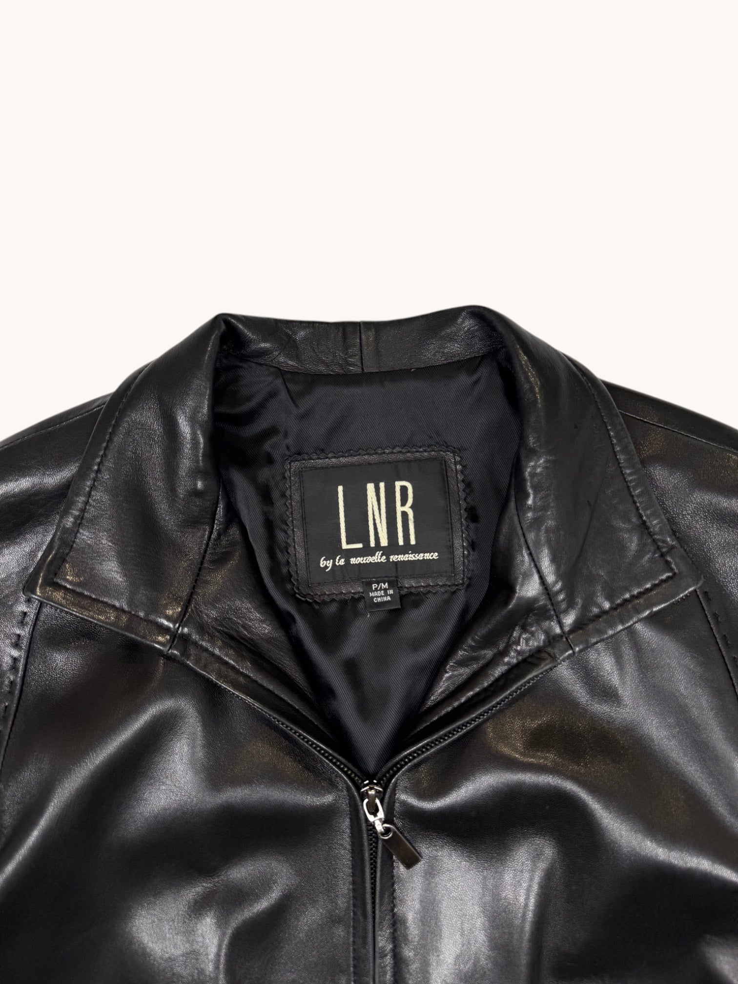 90s LNR Black Leather Jacket - M