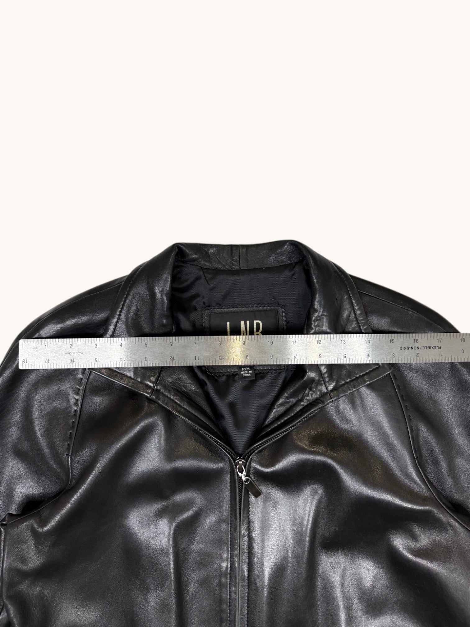 90s LNR Black Leather Jacket - M