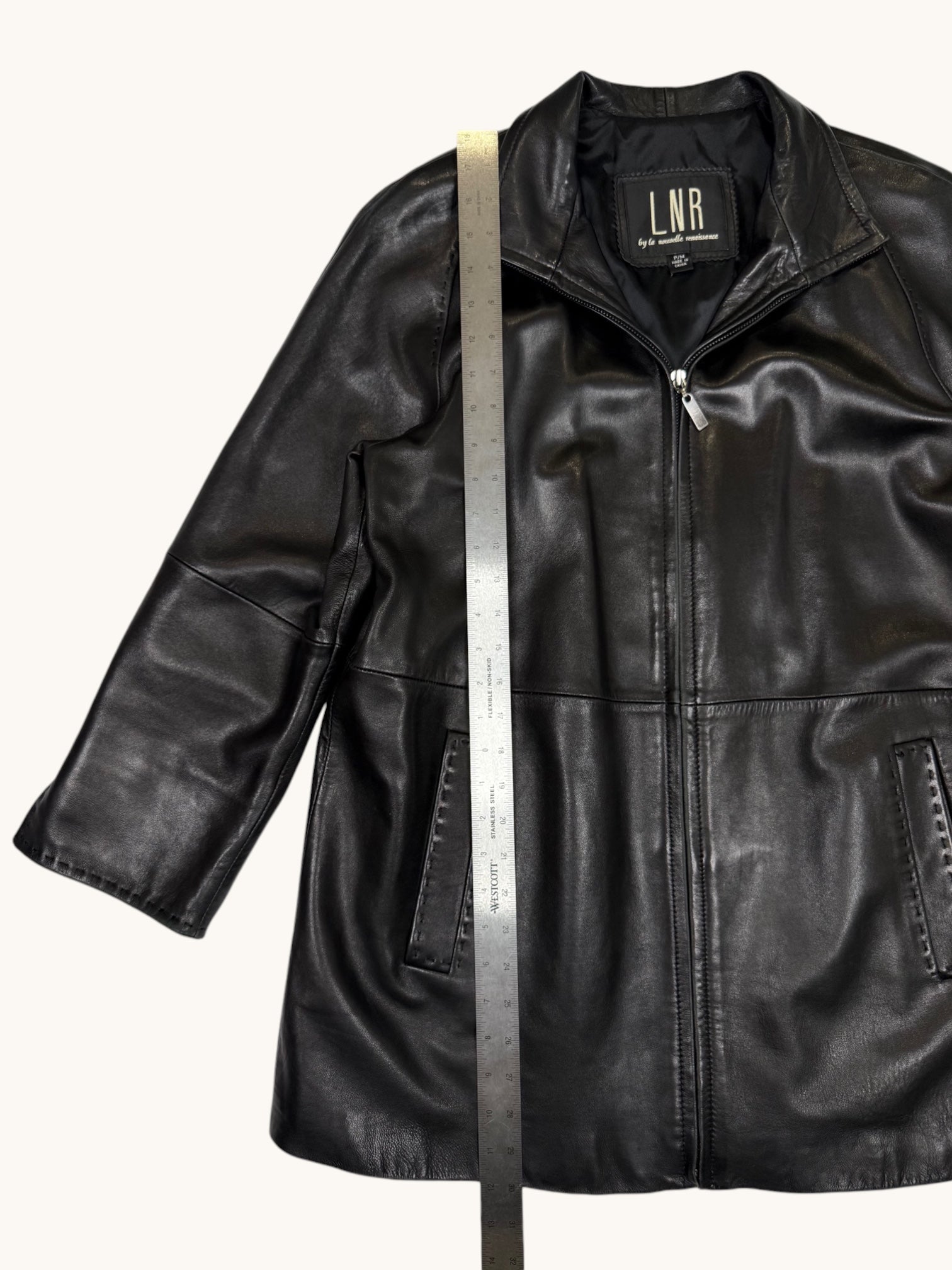 90s LNR Black Leather Jacket - M