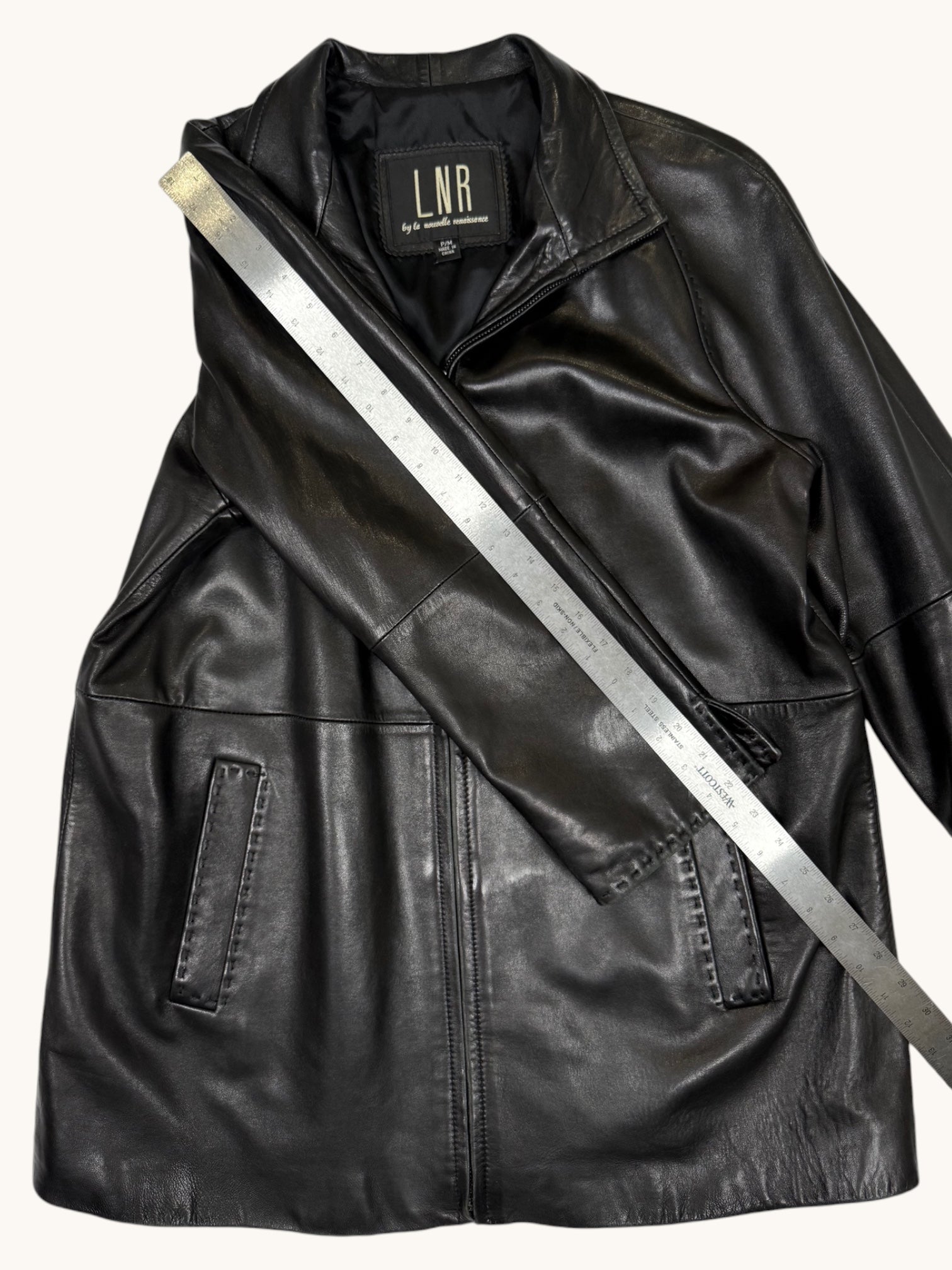 90s LNR Black Leather Jacket - M