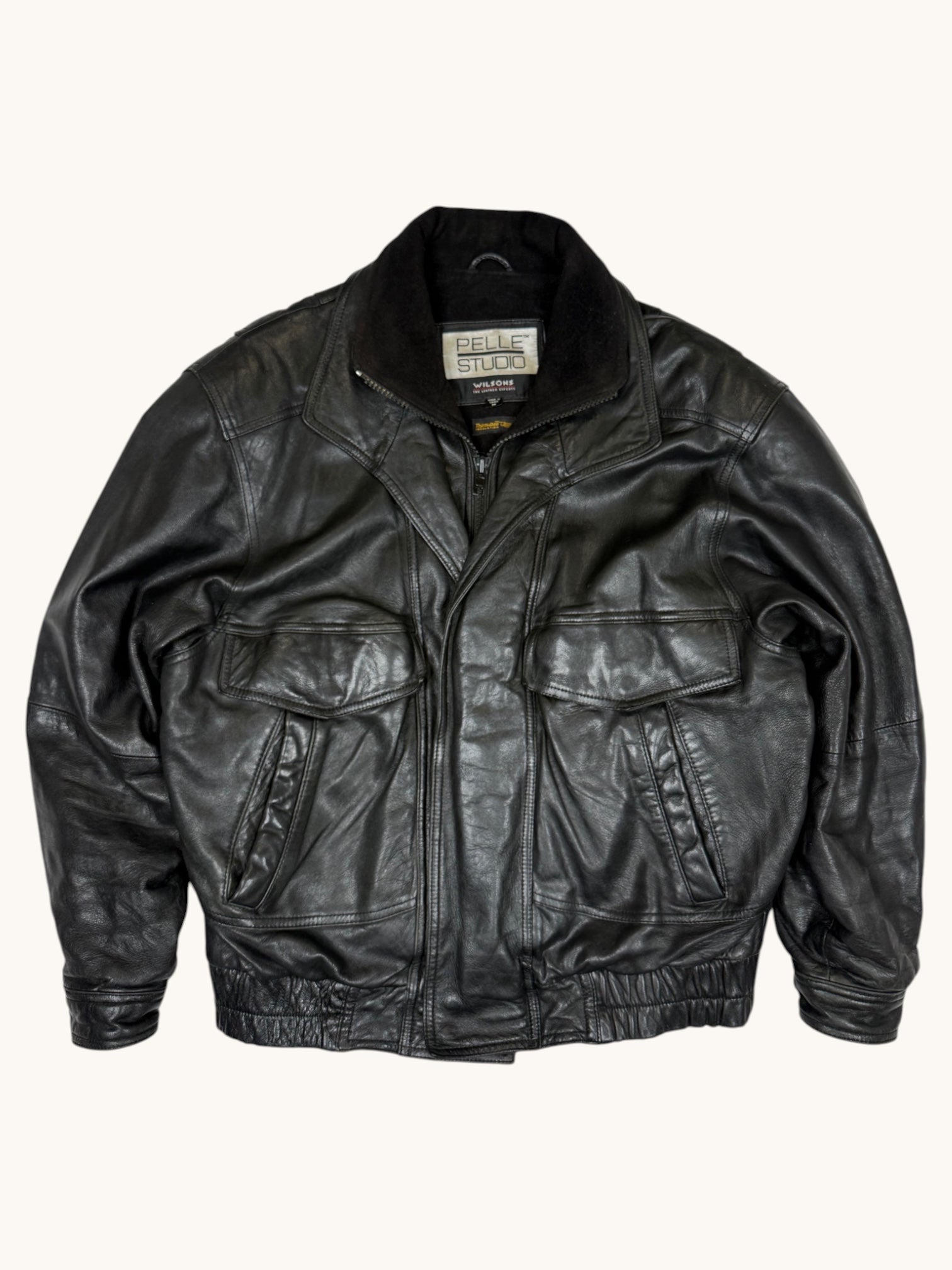 90s Wilsons Leather Pelle Studio Black Leather Jacket - M