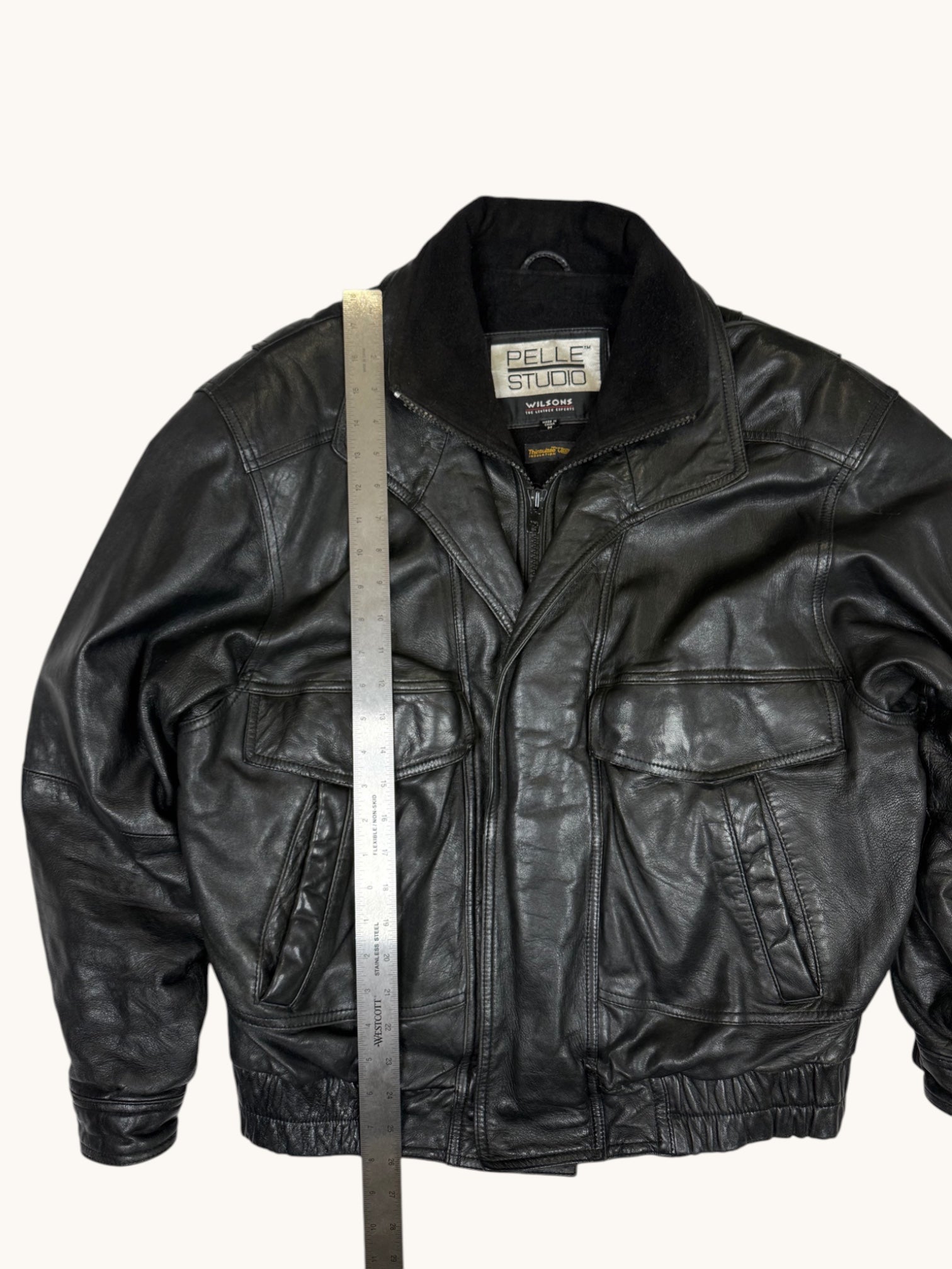 90s Wilsons Leather Pelle Studio Black Leather Jacket - M