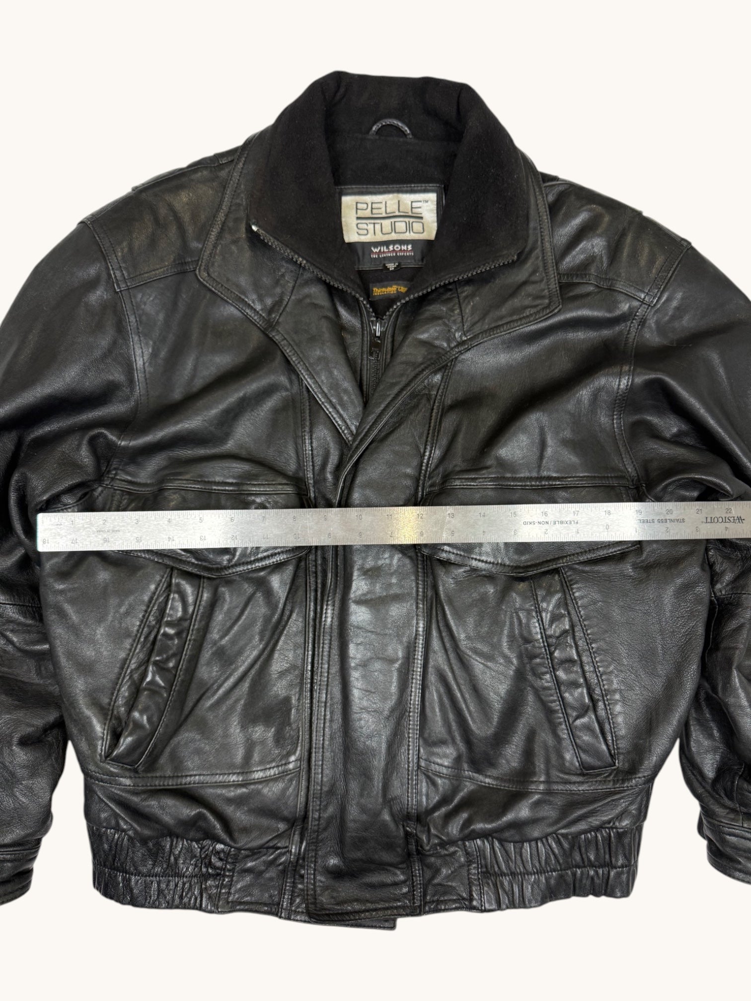 90s Wilsons Leather Pelle Studio Black Leather Jacket - M