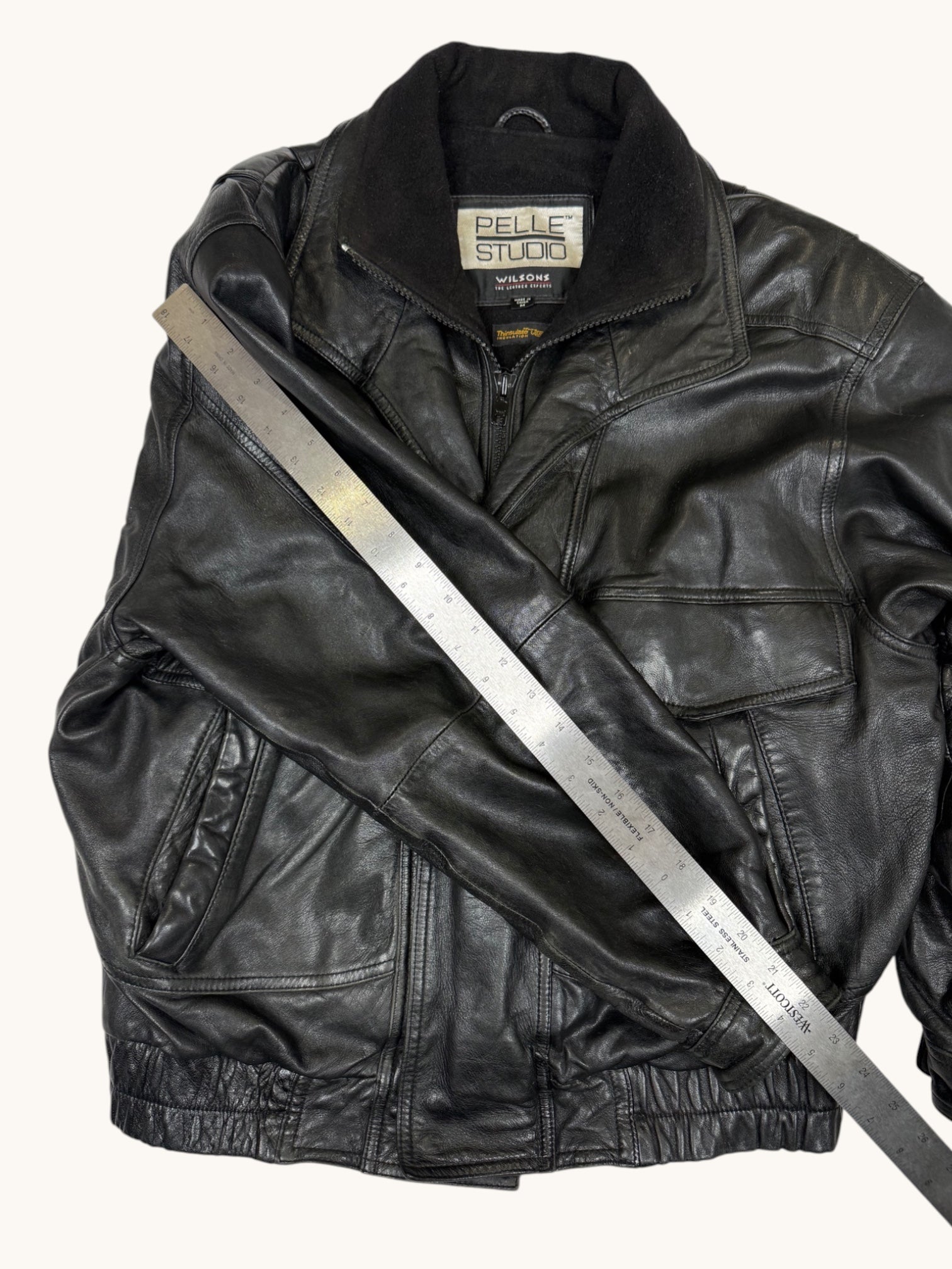 90s Wilsons Leather Pelle Studio Black Leather Jacket - M
