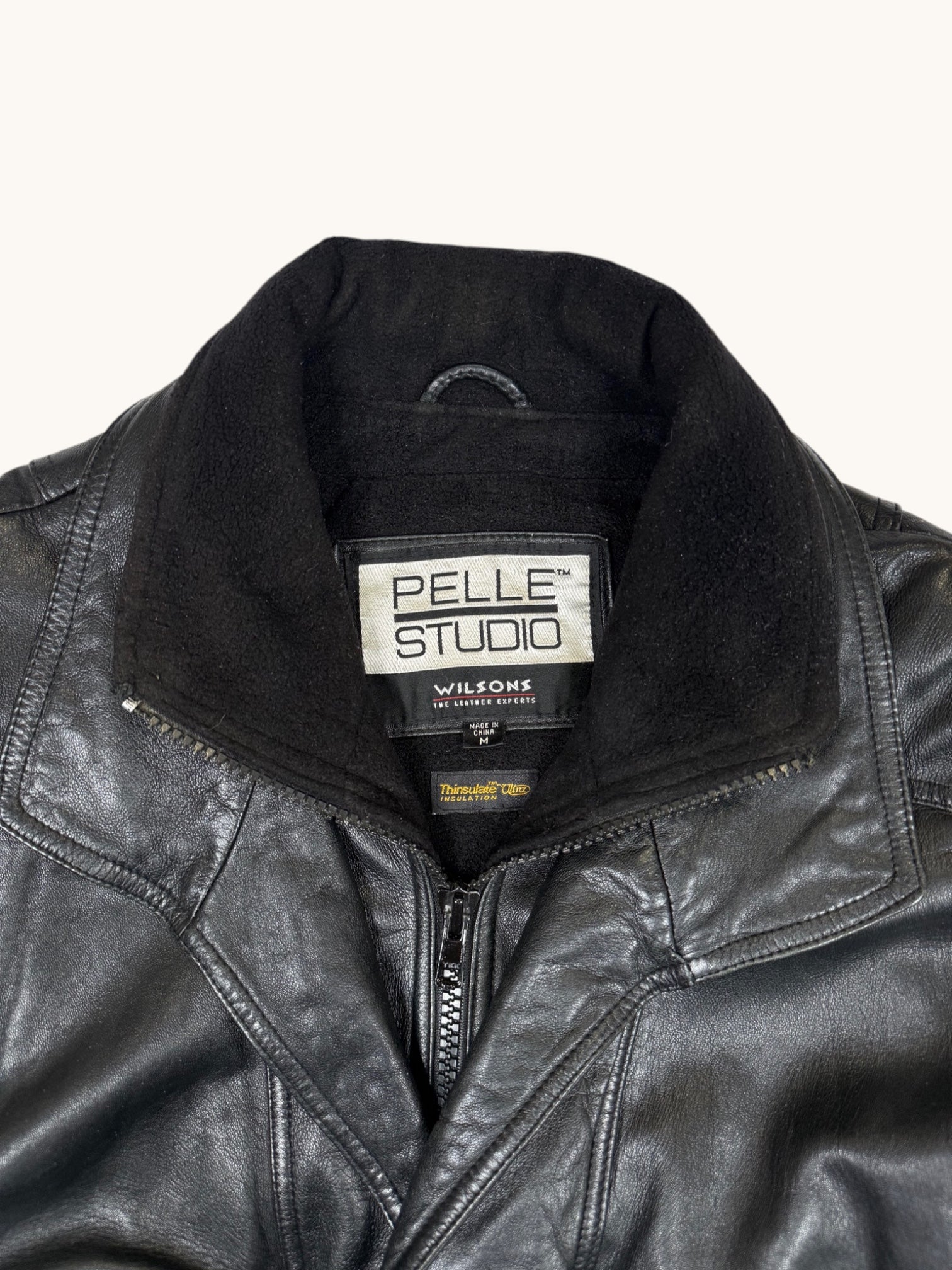 90s Wilsons Leather Pelle Studio Black Leather Jacket - M