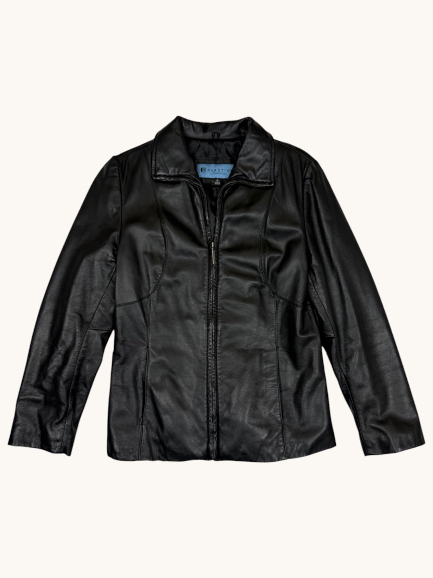 00s Reaction Kenneth Cole Black Leather Jacket - M