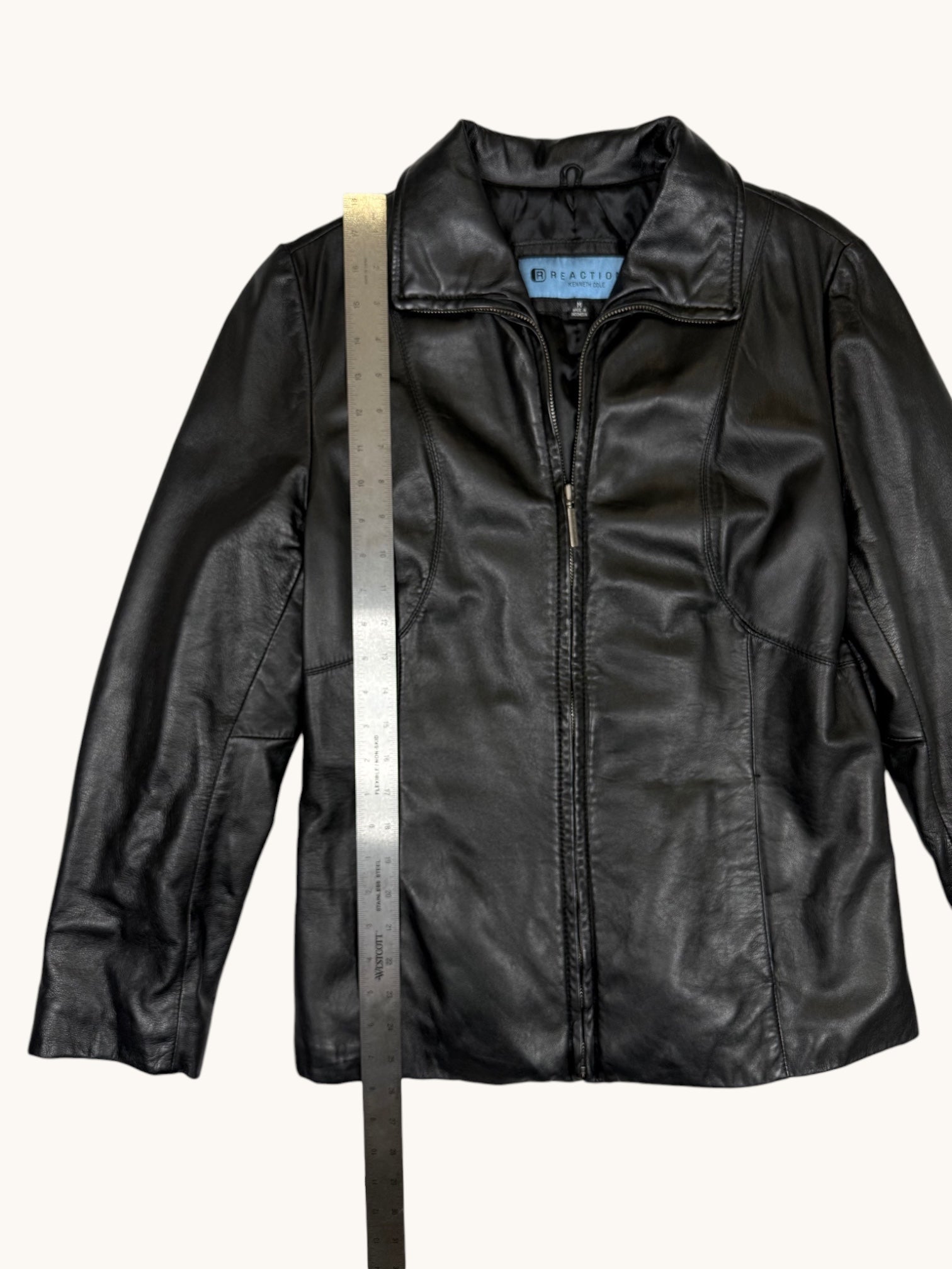 00s Reaction Kenneth Cole Black Leather Jacket - M