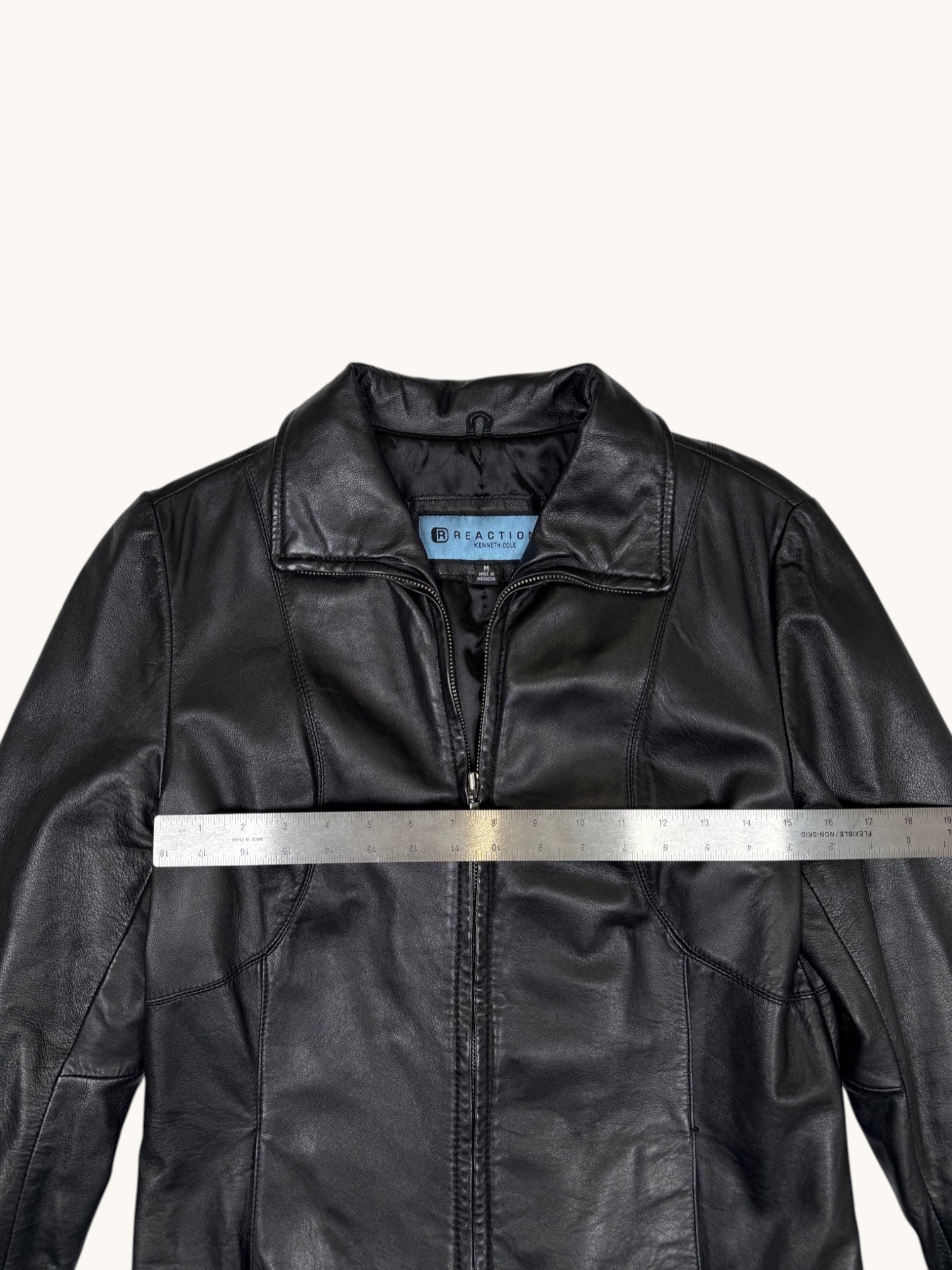 00s Reaction Kenneth Cole Black Leather Jacket - M
