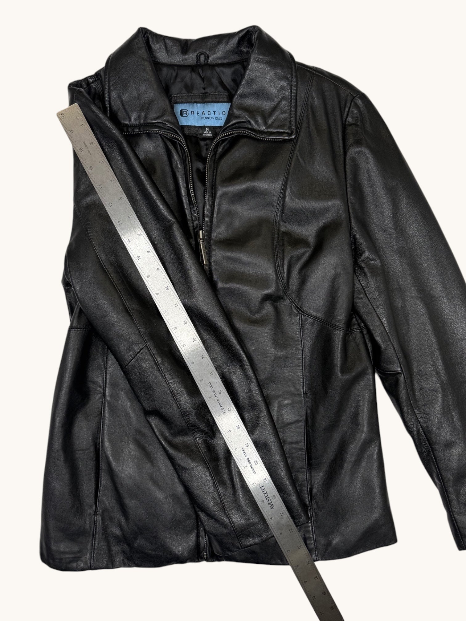 00s Reaction Kenneth Cole Black Leather Jacket - M