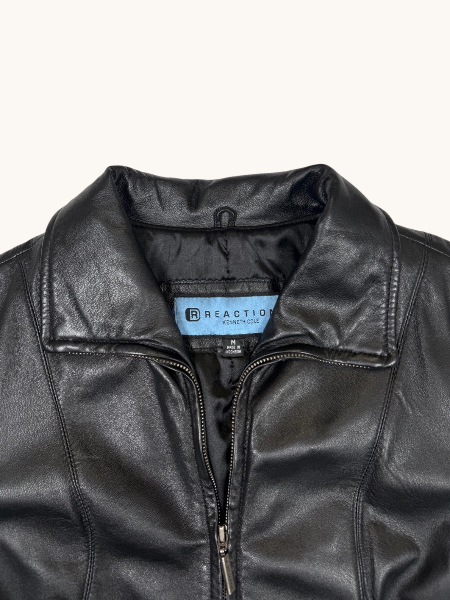 00s Reaction Kenneth Cole Black Leather Jacket - M