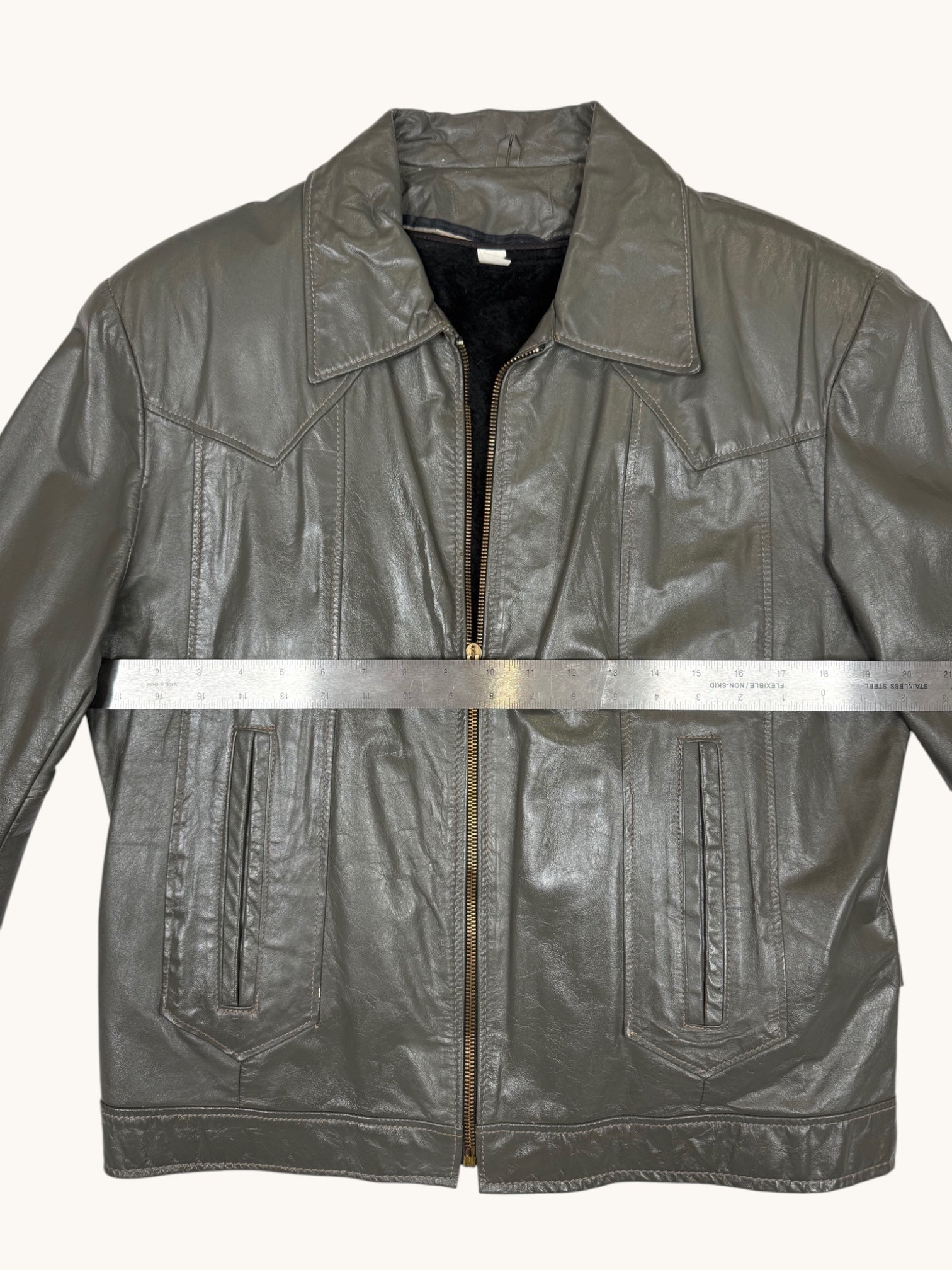 90s Gray Leather Jacket - 40