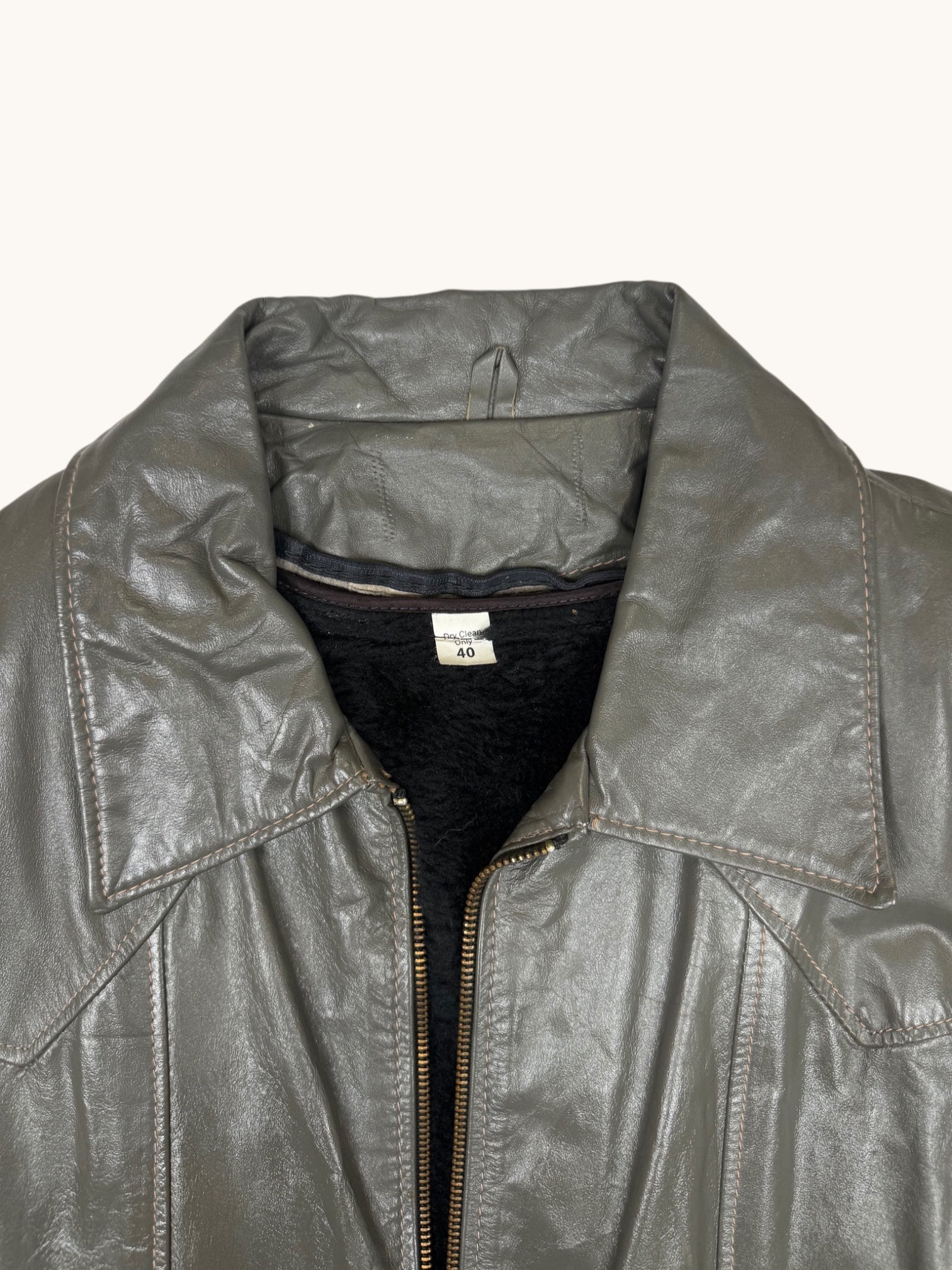 90s Gray Leather Jacket - 40