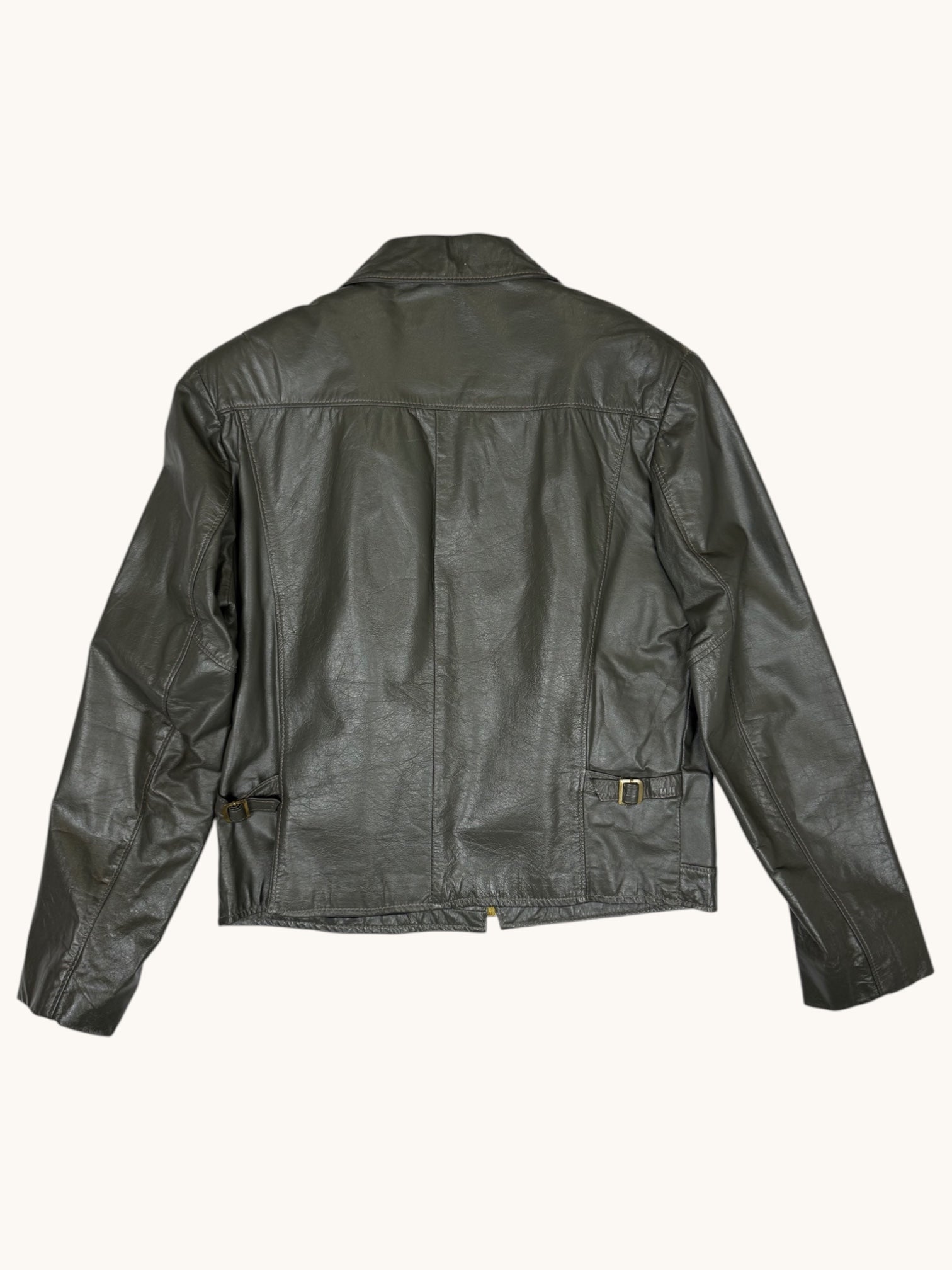 90s Gray Leather Jacket - 40