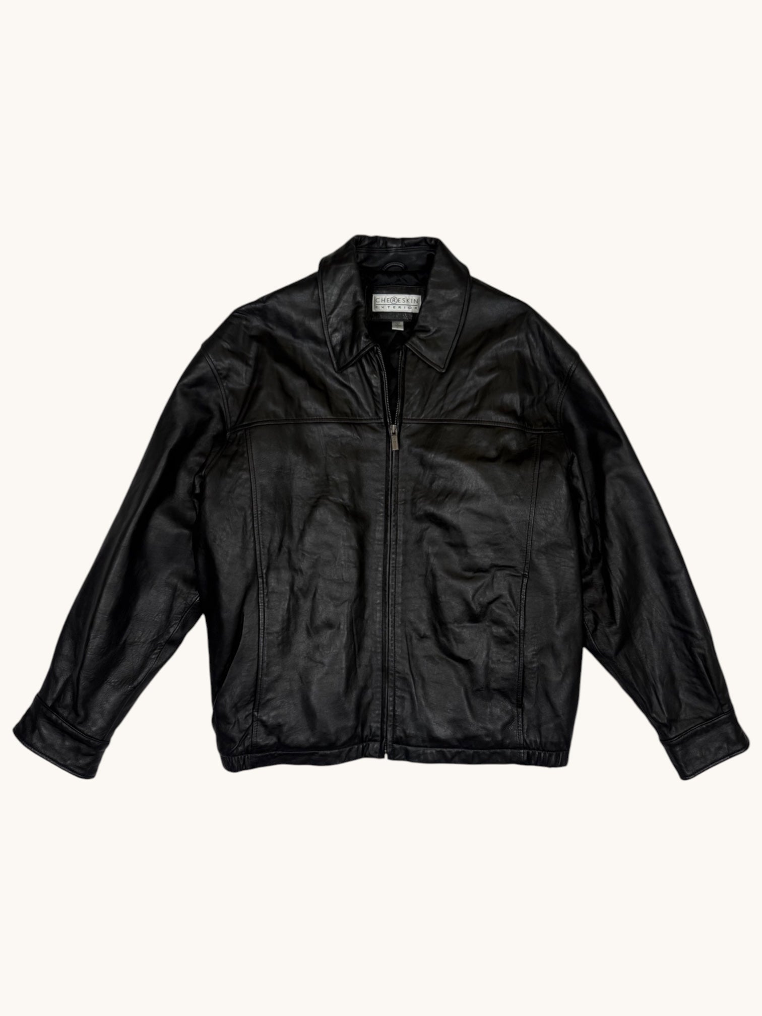 90s Chereskin Exterior Black Leather Jacket - L