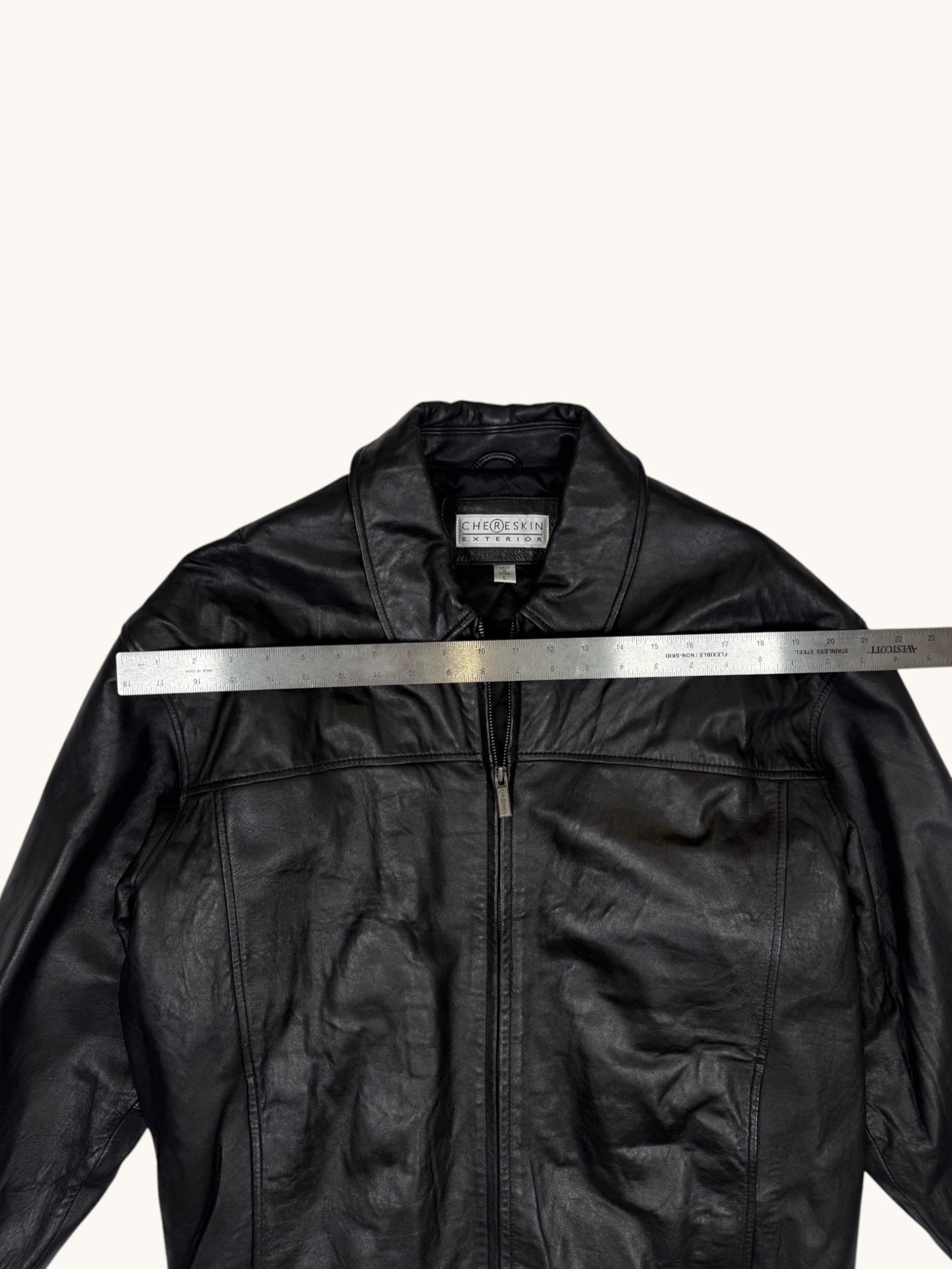 90s Chereskin Exterior Black Leather Jacket - L
