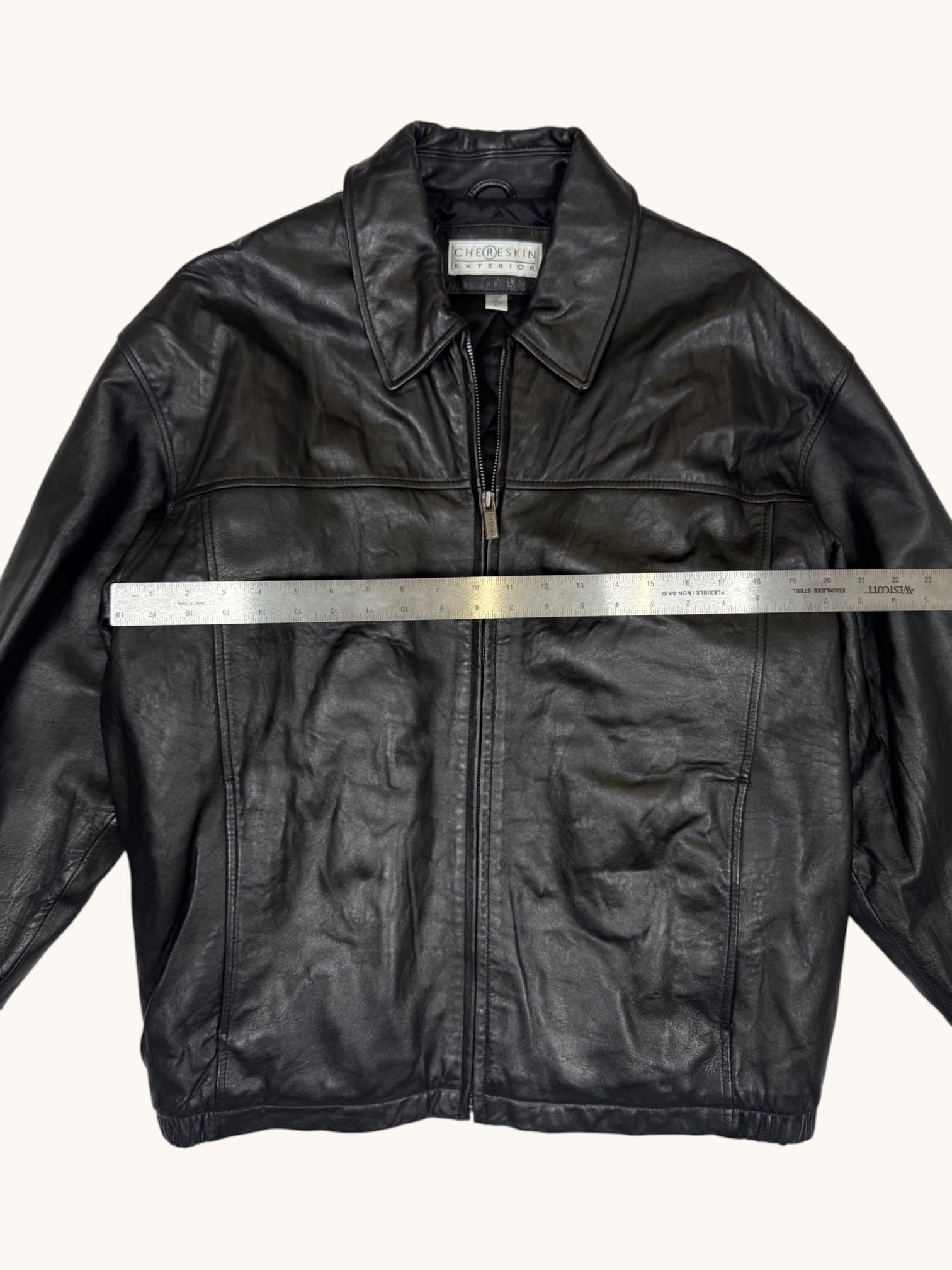 90s Chereskin Exterior Black Leather Jacket - L