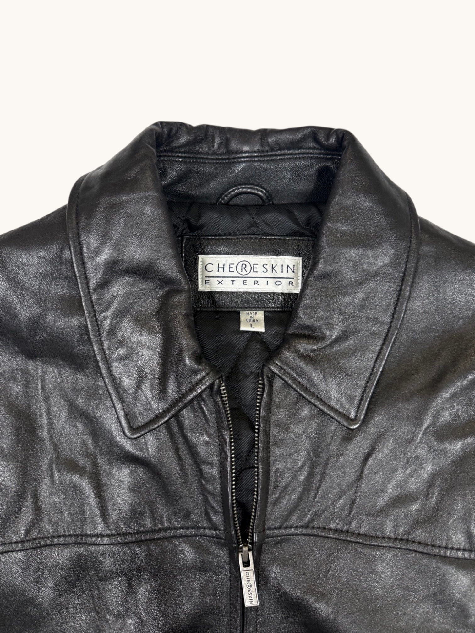 90s Chereskin Exterior Black Leather Jacket - L