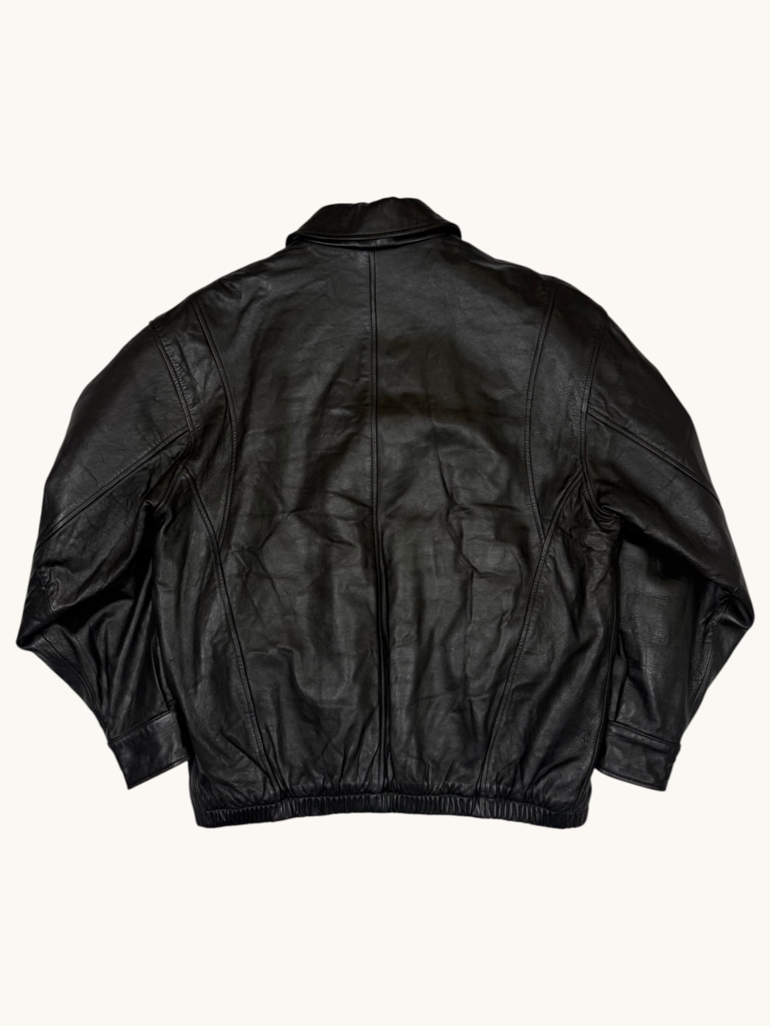 90s Chereskin Exterior Black Leather Jacket - L