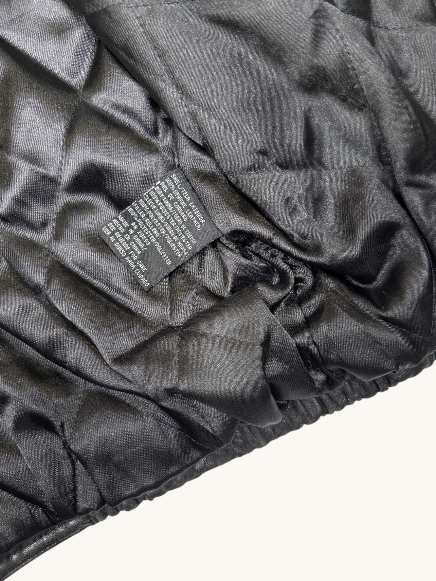 90s Perry Ellis Black Leather Bomber Jacket - XL