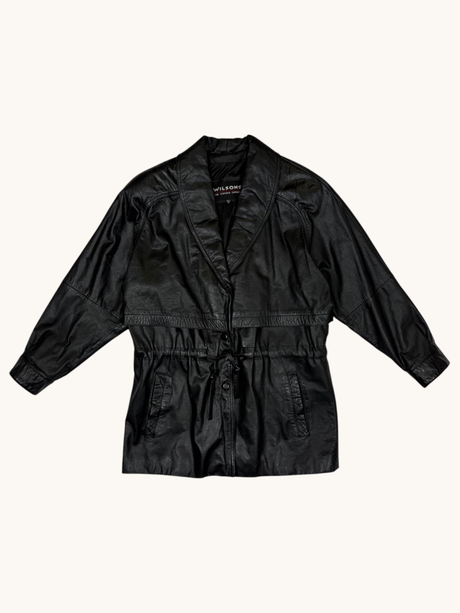 90s Wilsons Leather Black Leather Jacket - S
