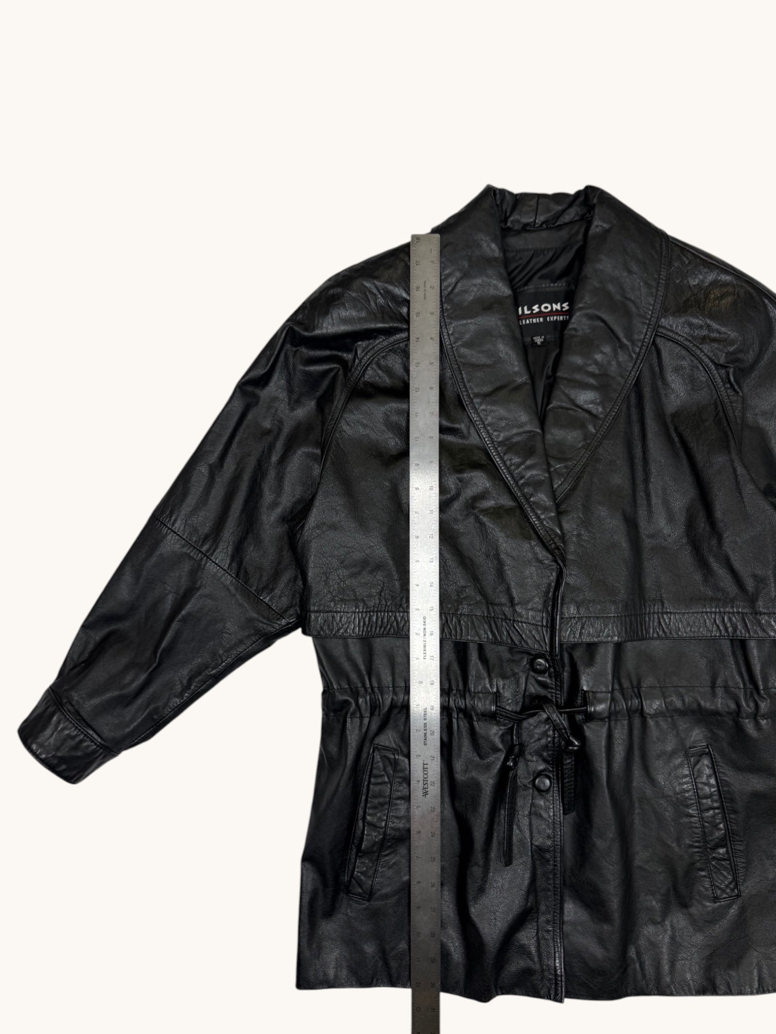 90s Wilsons Leather Black Leather Jacket - S