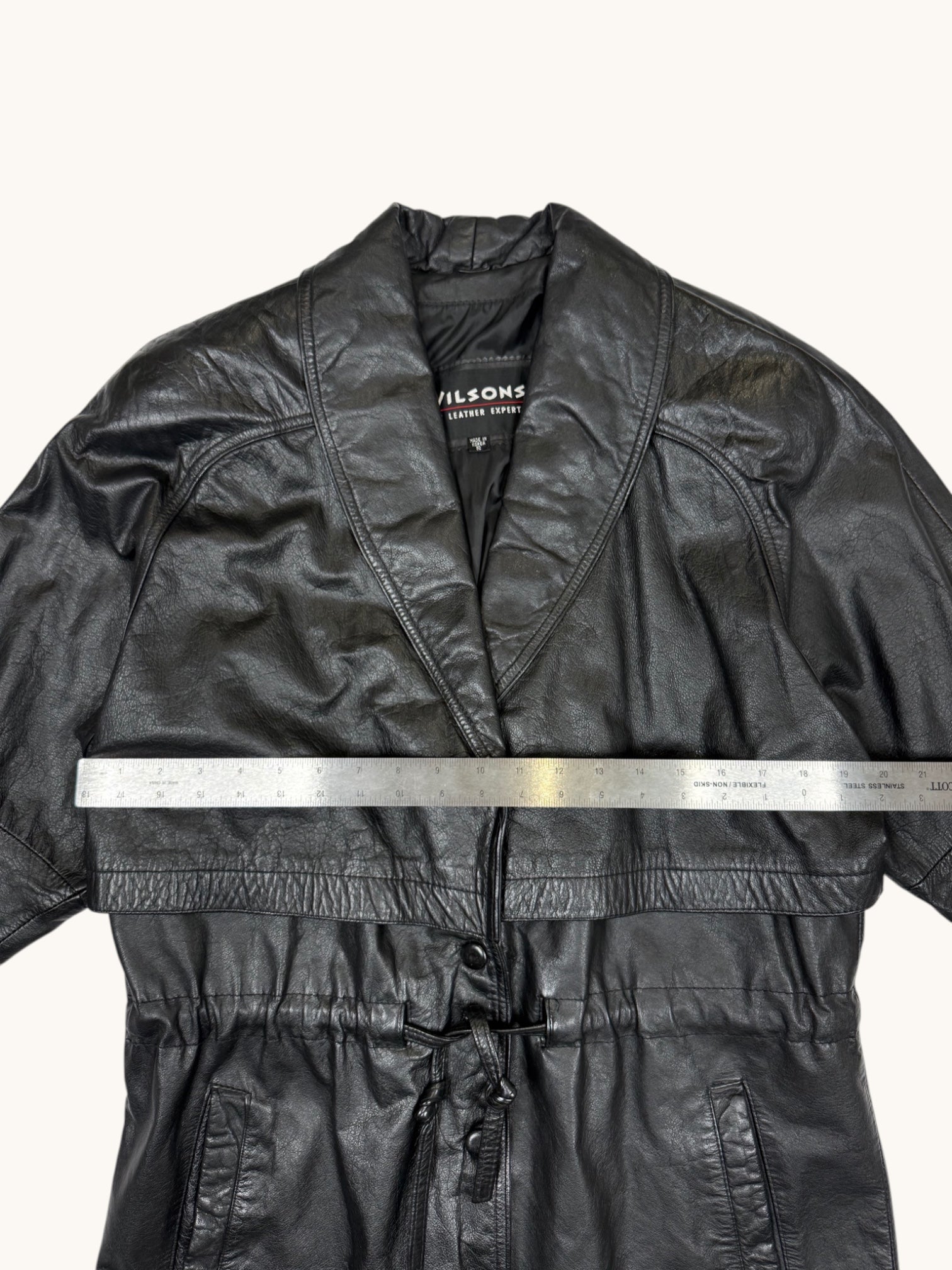 90s Wilsons Leather Black Leather Jacket - S