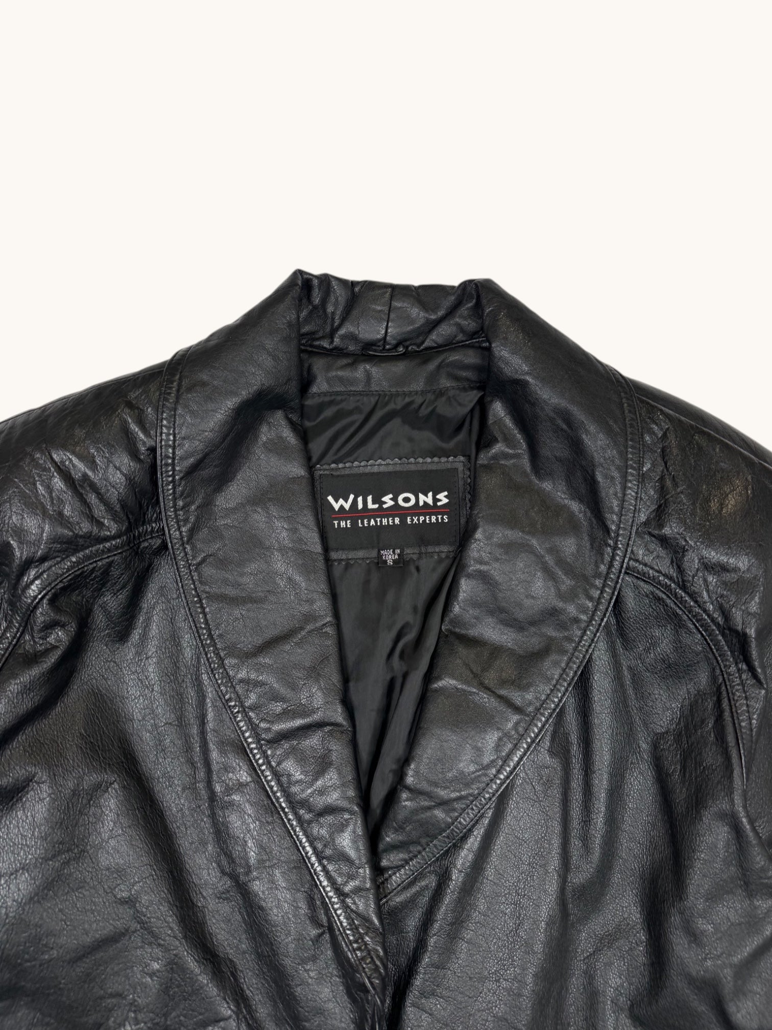 90s Wilsons Leather Black Leather Jacket - S