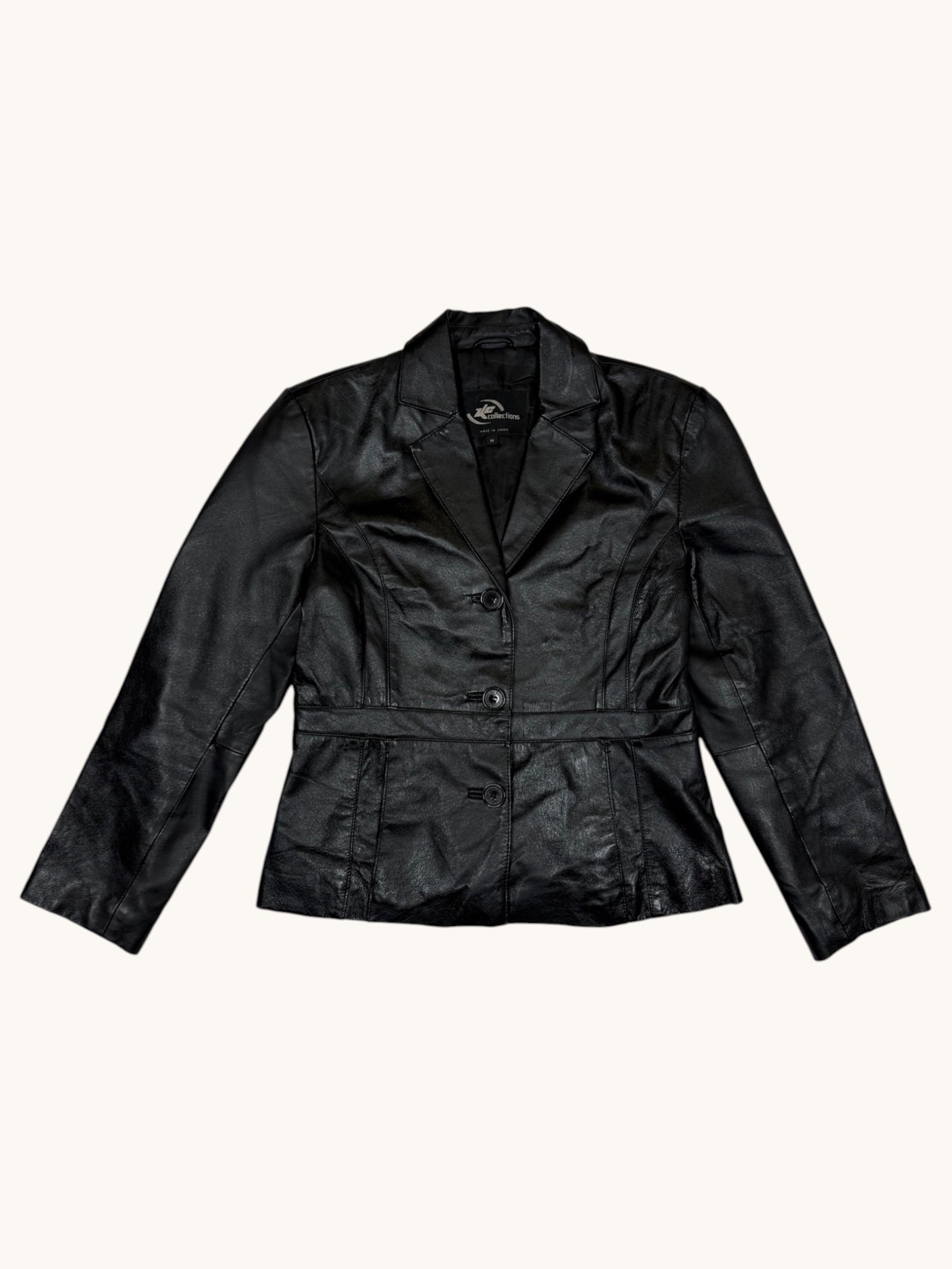 00s KC Collections Black Leather Jacket - M