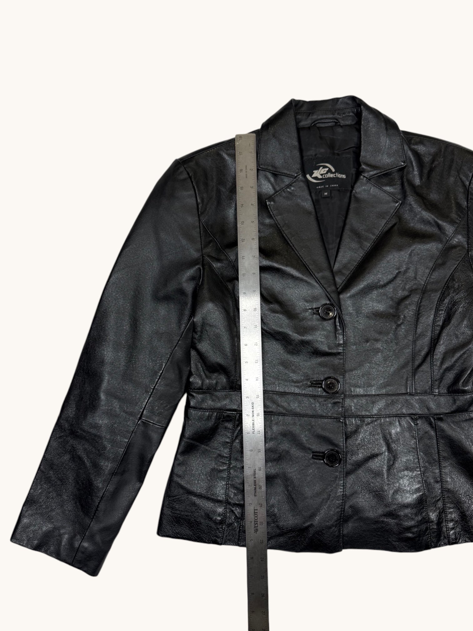 00s KC Collections Black Leather Jacket - M