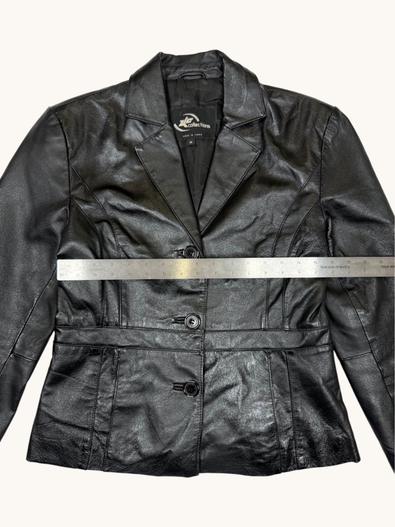 00s KC Collections Black Leather Jacket - M