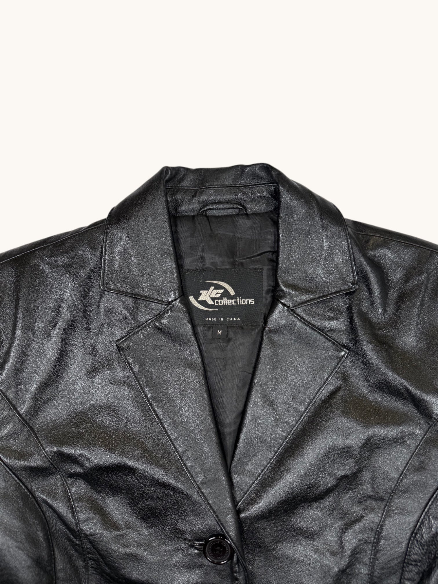 00s KC Collections Black Leather Jacket - M