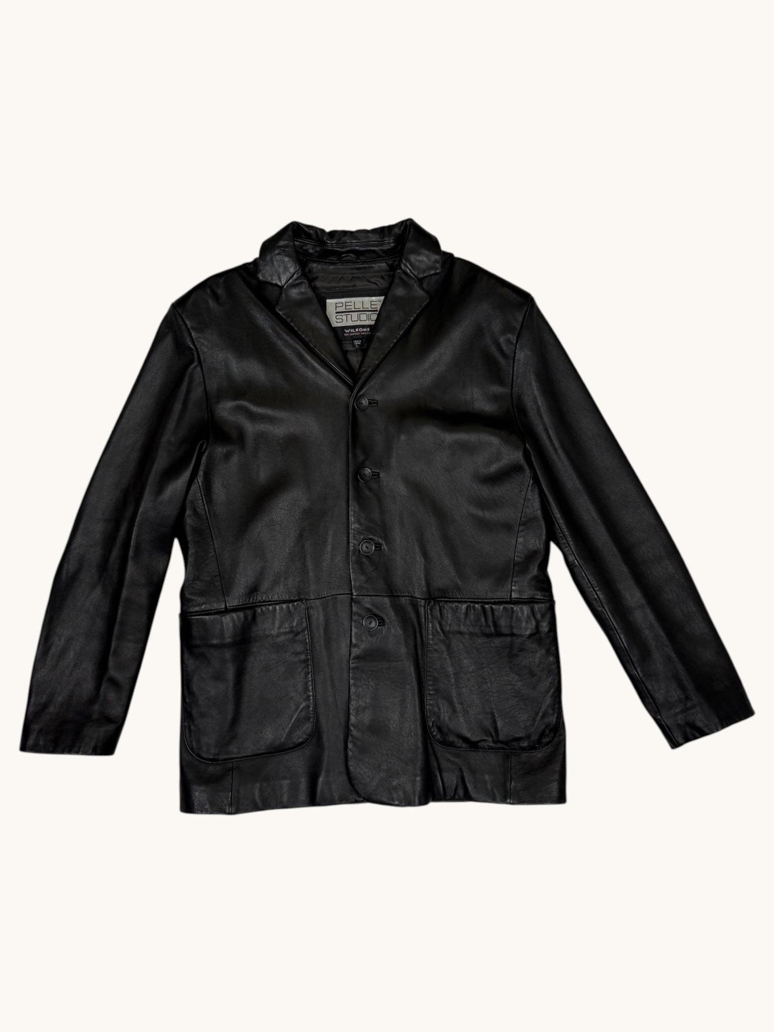 90s Wilsons Leather Pelle Studio Black Leather Jacket - L
