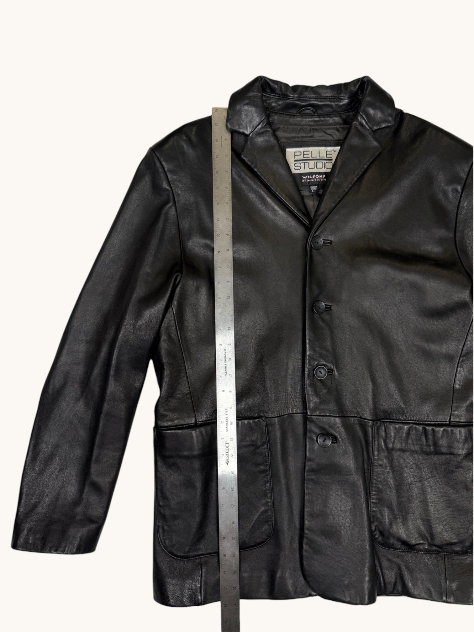 90s Wilsons Leather Pelle Studio Black Leather Jacket - L