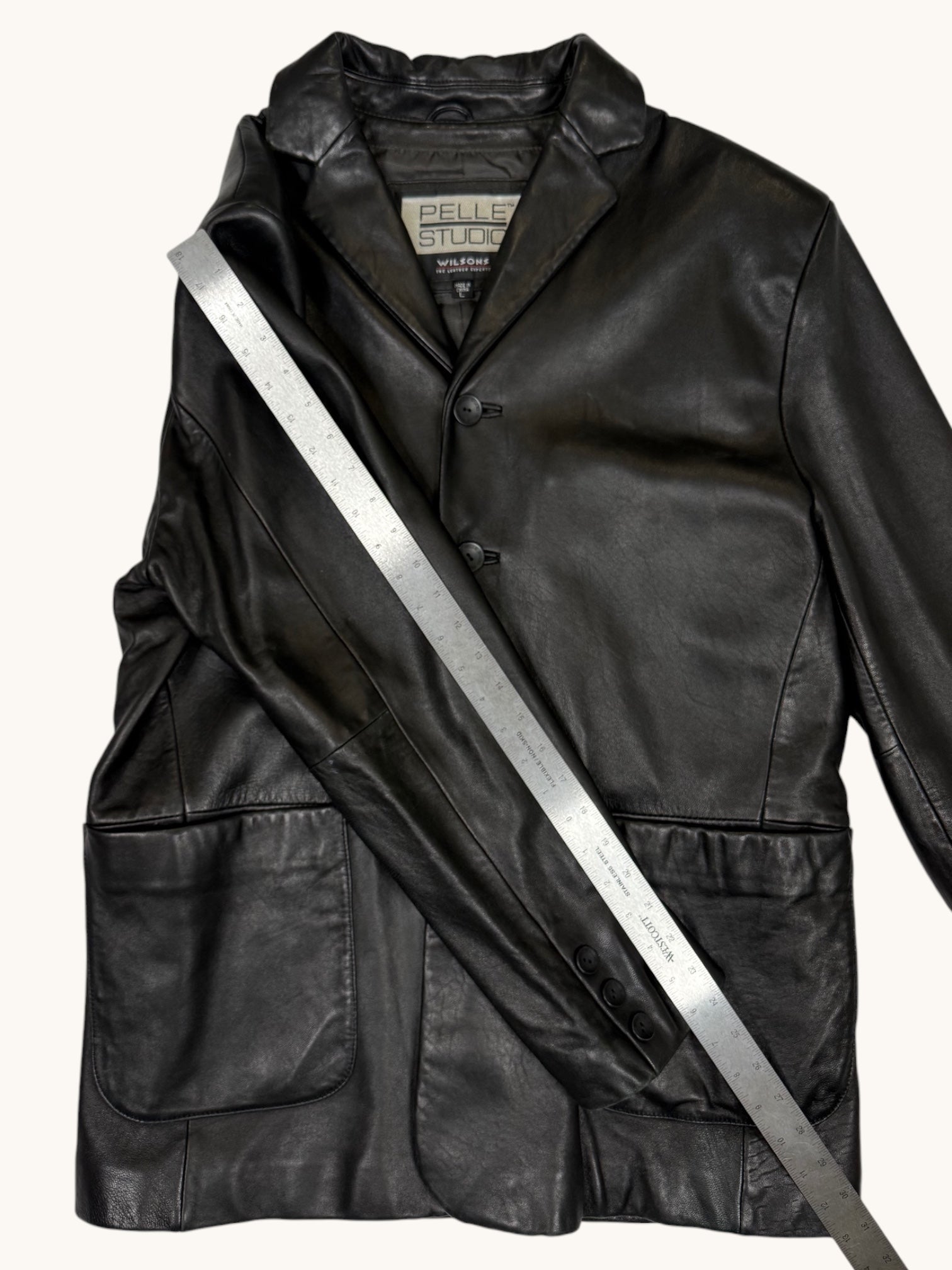 90s Wilsons Leather Pelle Studio Black Leather Jacket - L