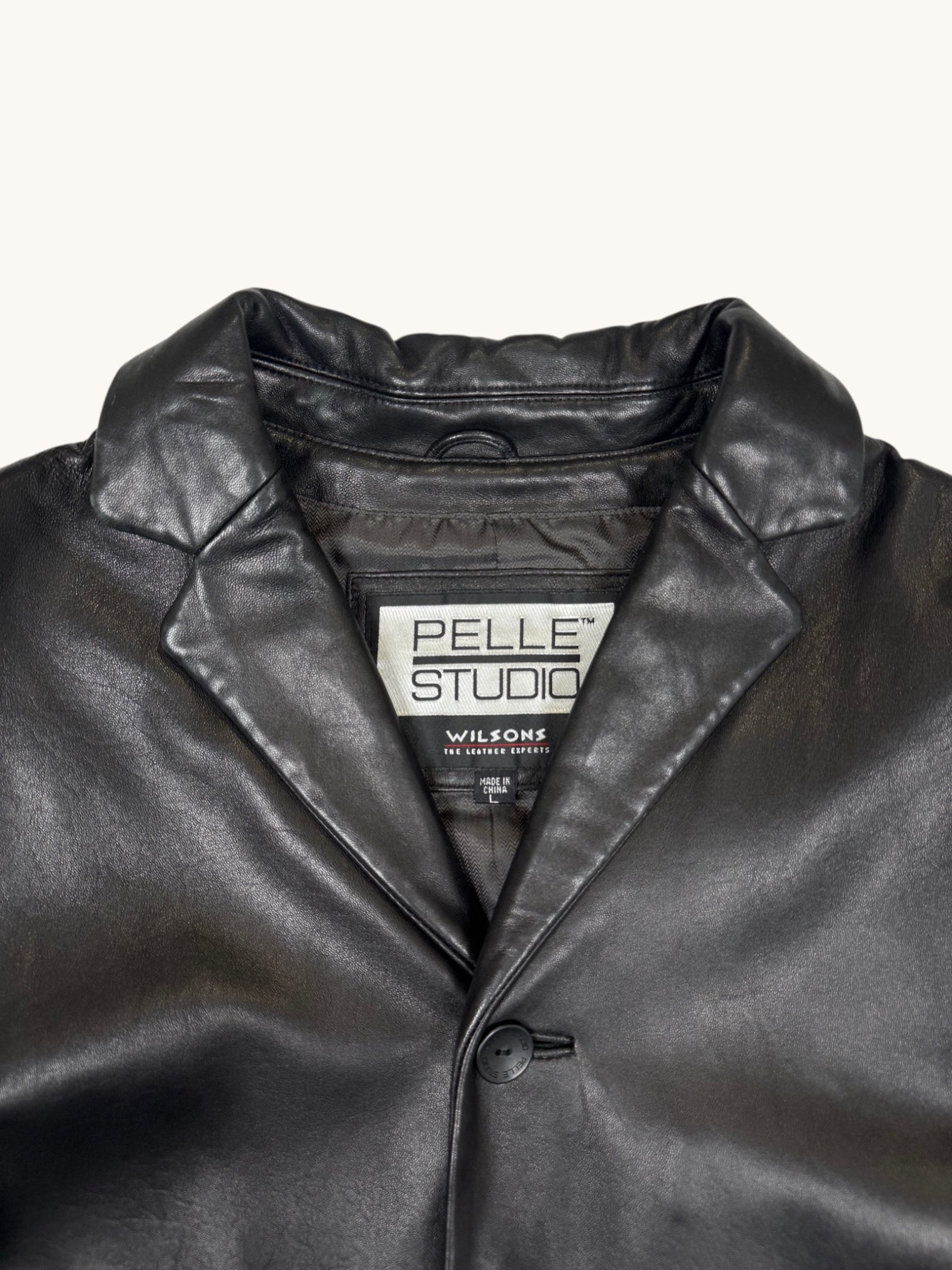 90s Wilsons Leather Pelle Studio Black Leather Jacket - L